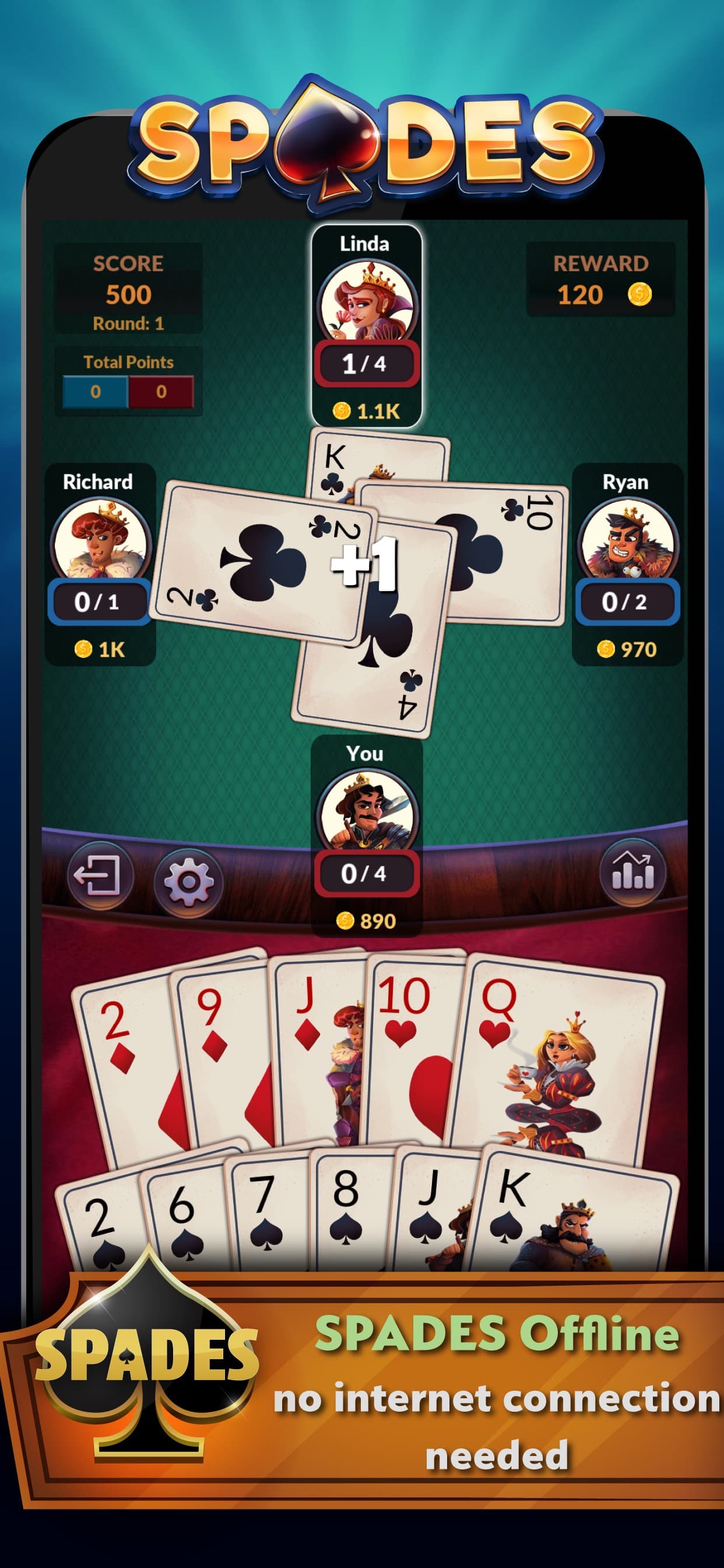 Spades - Offline screenshot 1 - screenshot