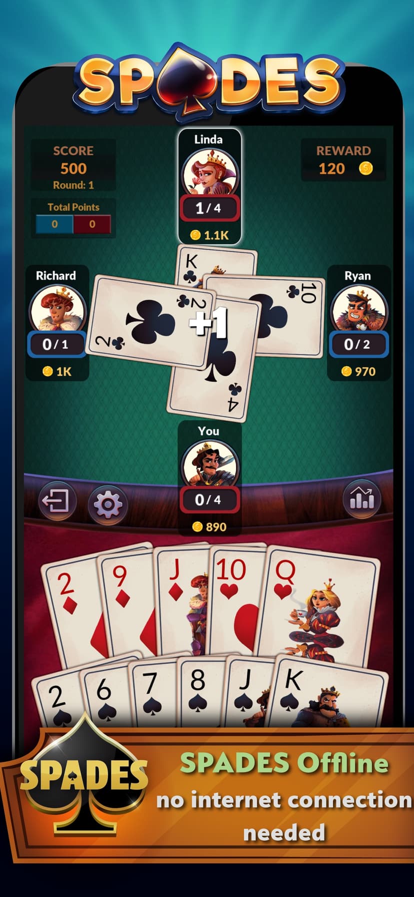 Spades - Offline screenshot 1 - screenshot