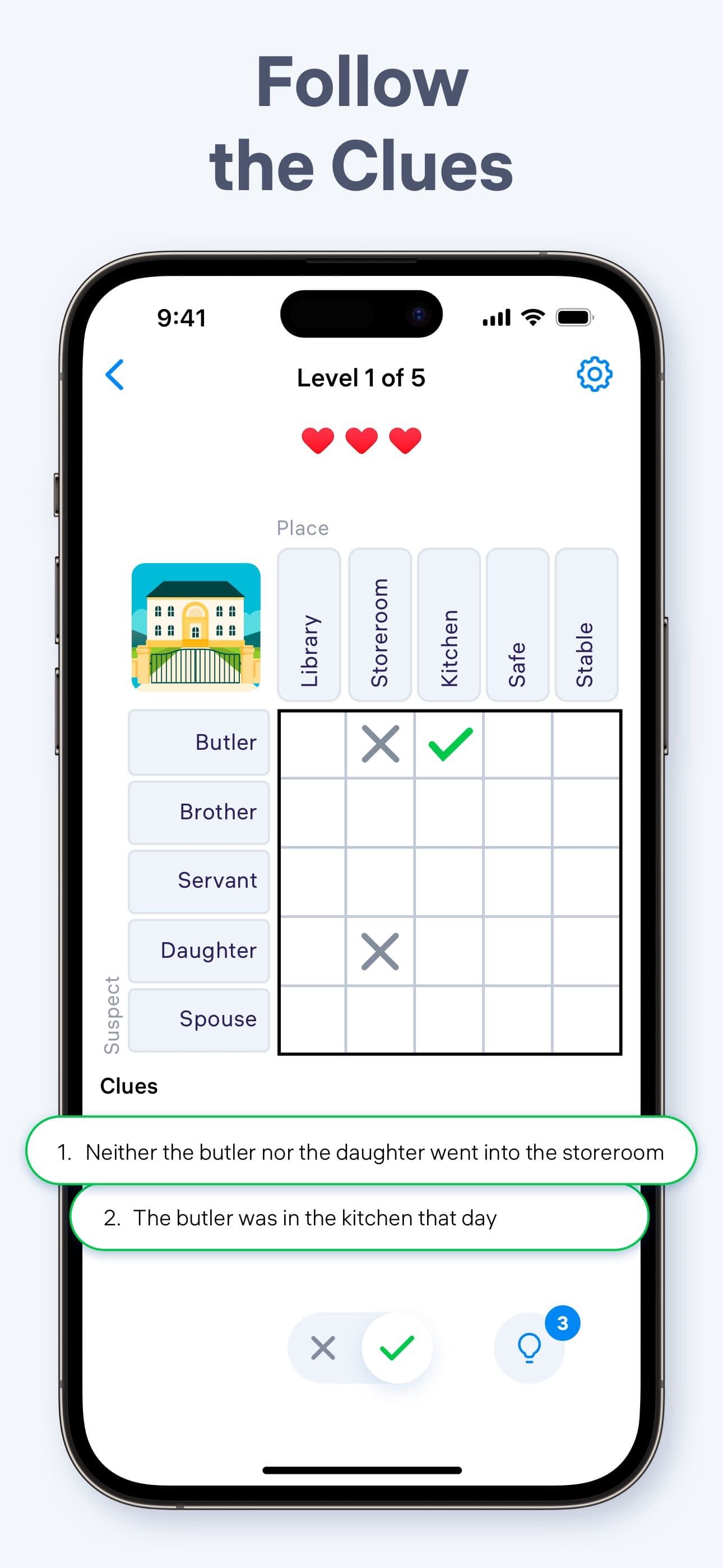 Logic Puzzles - Clue Game screenshot 1 - screenshot
