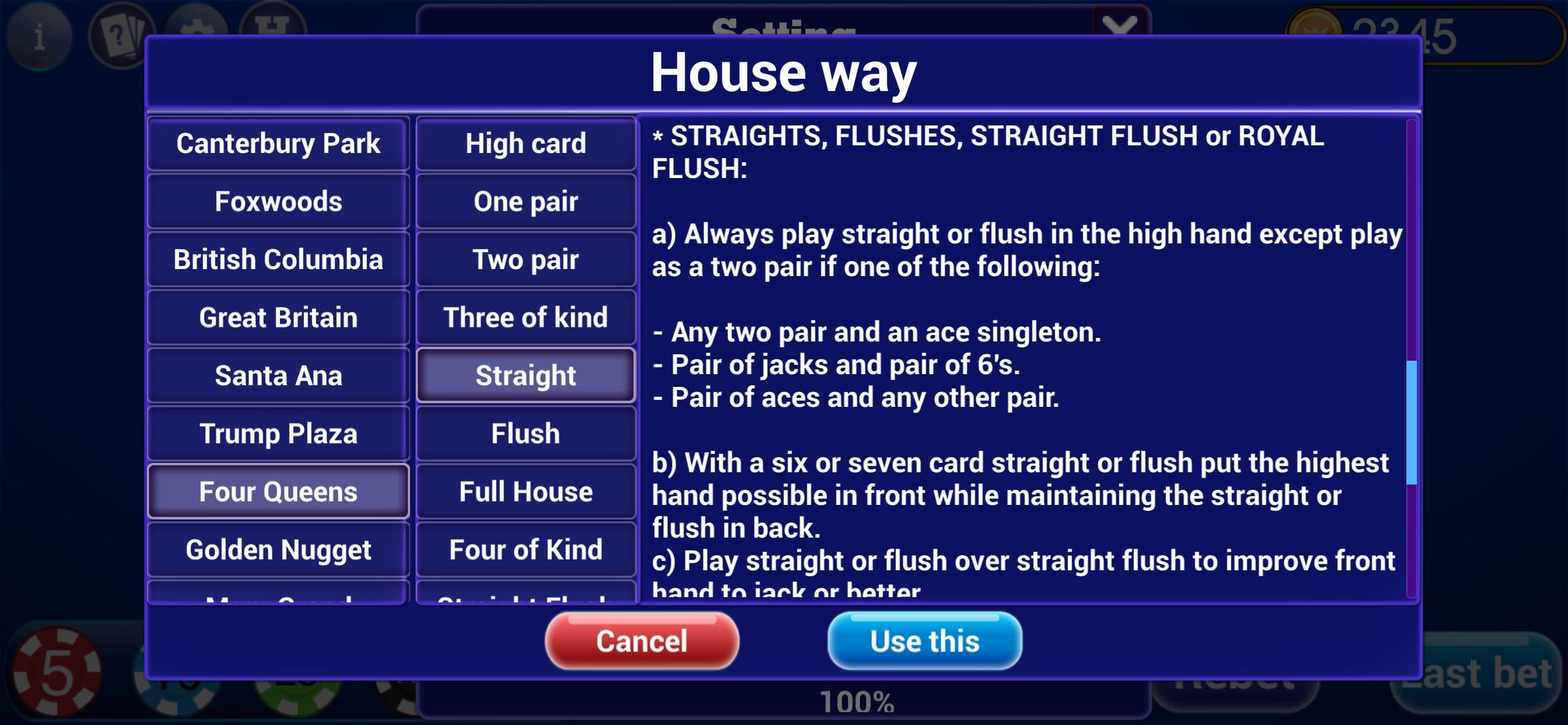 Pai Gow Poker Trainer screenshot 5 - screenshot