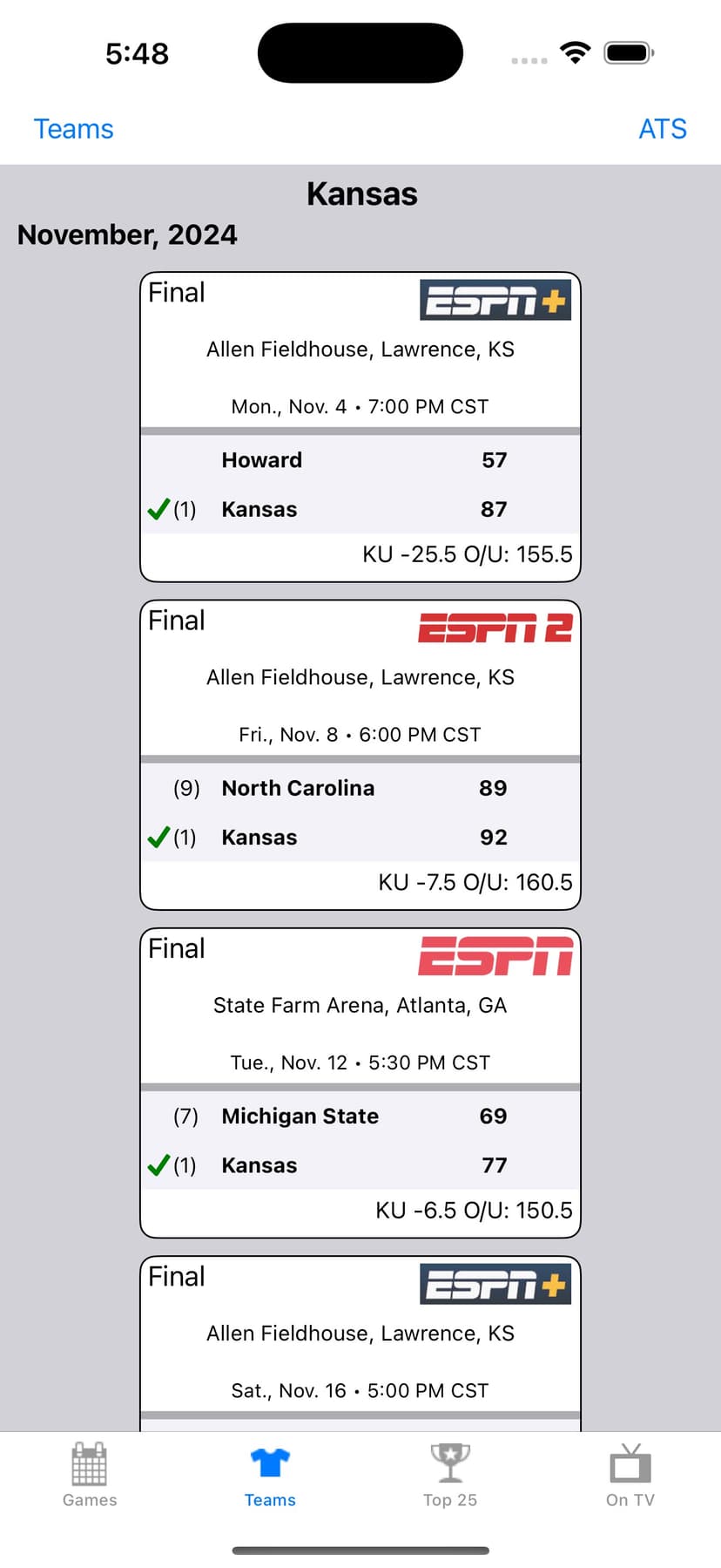College Hoops Scores, Schedule screenshot 3 - screenshot
