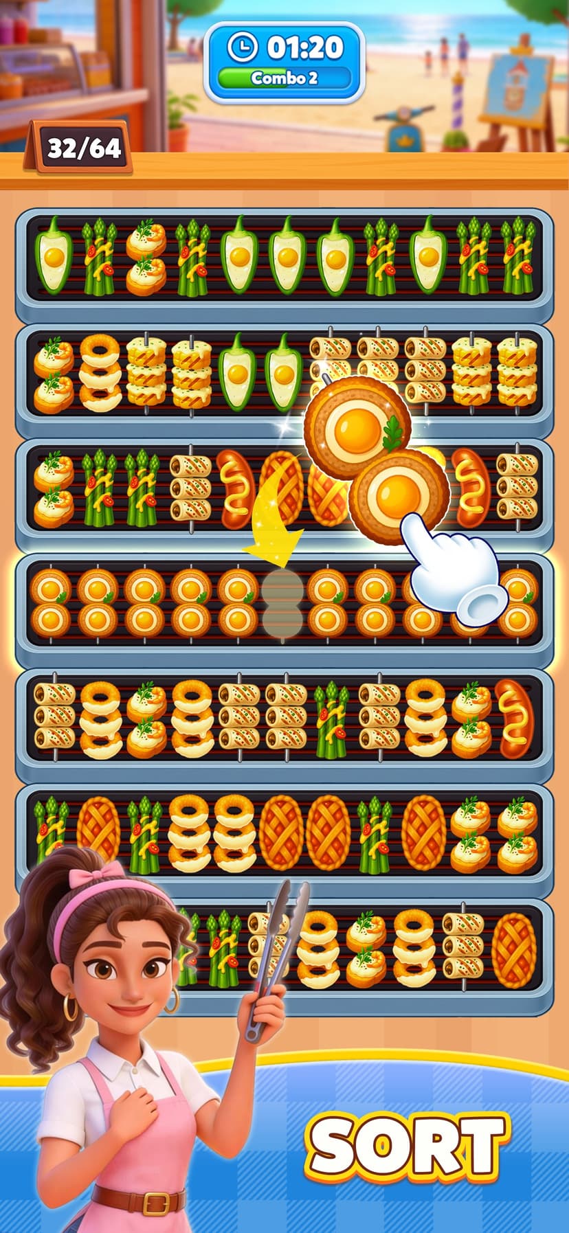 Grill Cooking: Sort Challenge screenshot 1 - screenshot