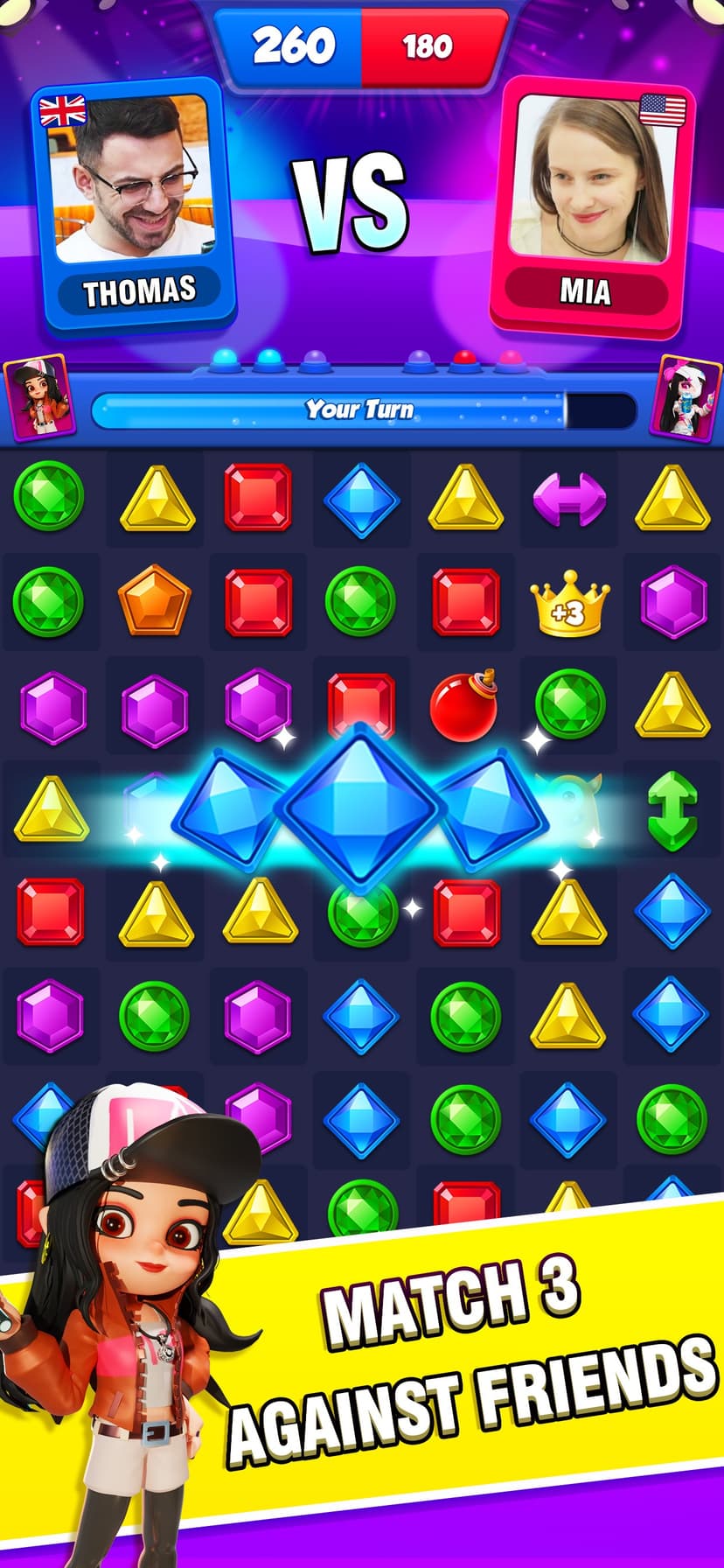 Jewel Party- Match 3 PVP screenshot 1 - screenshot