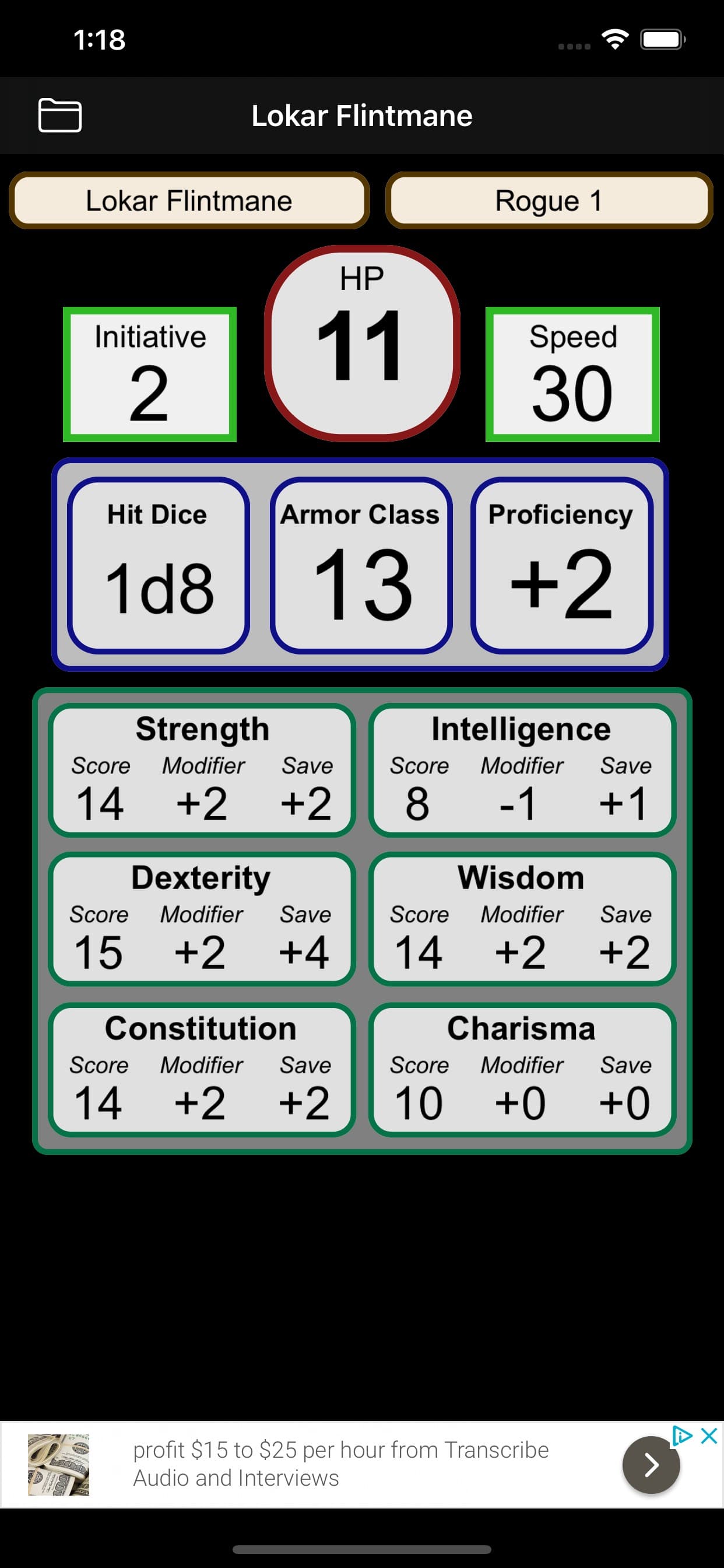 Fifth Edition Character Sheet screenshot 1 - screenshot