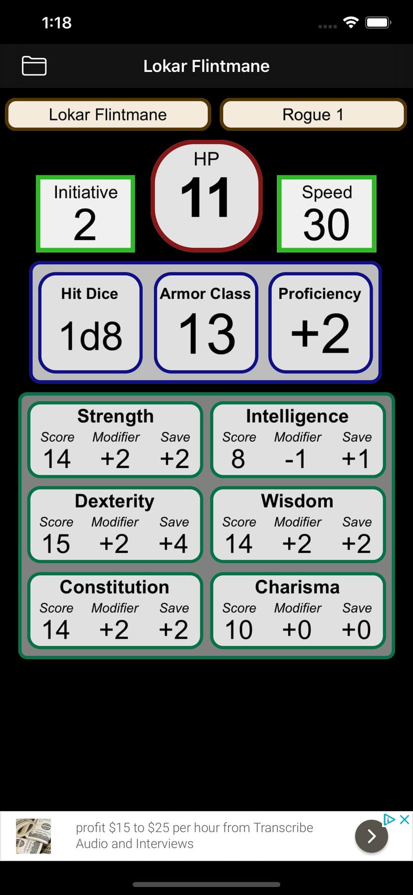 Fifth Edition Character Sheet screenshot 1 - screenshot