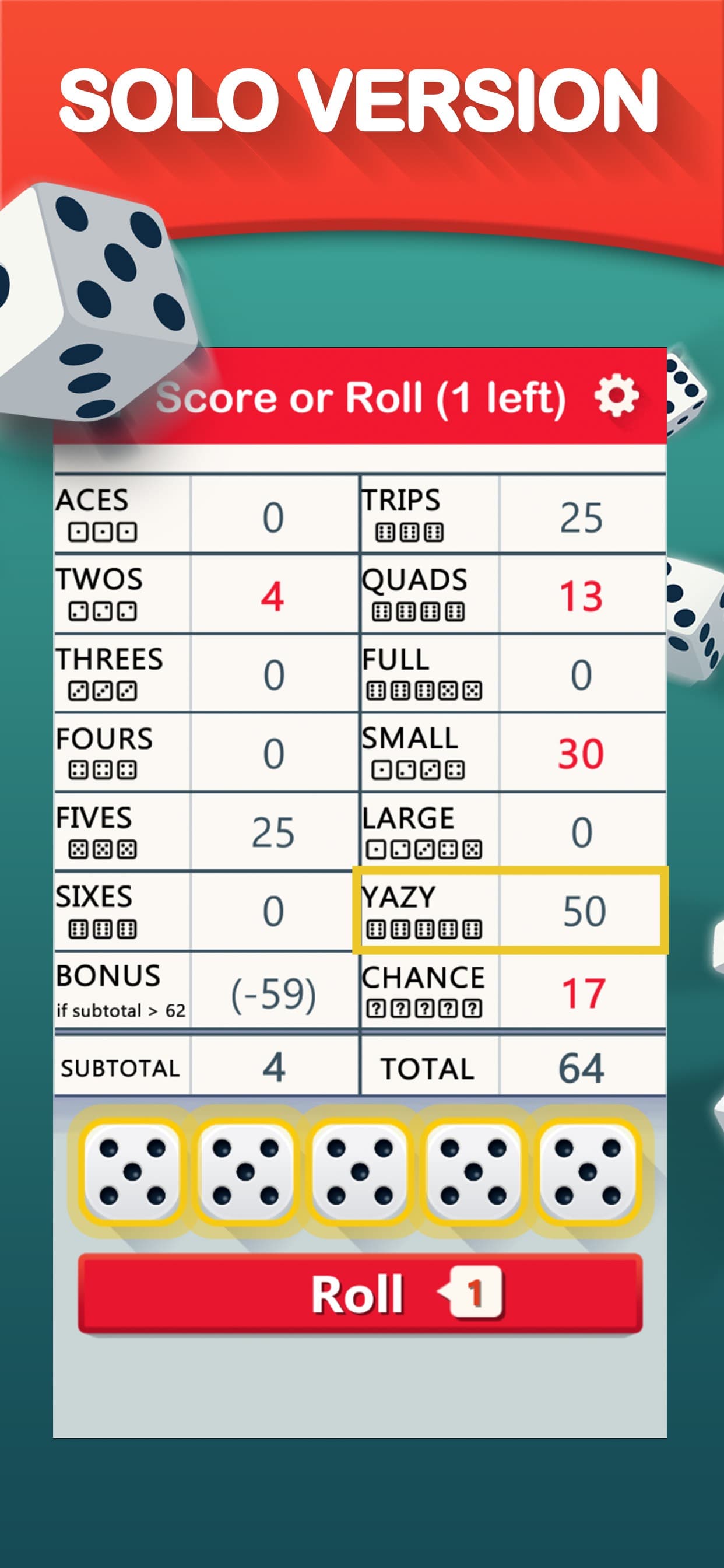 Yazy yatzy dice game screenshot 2 - screenshot