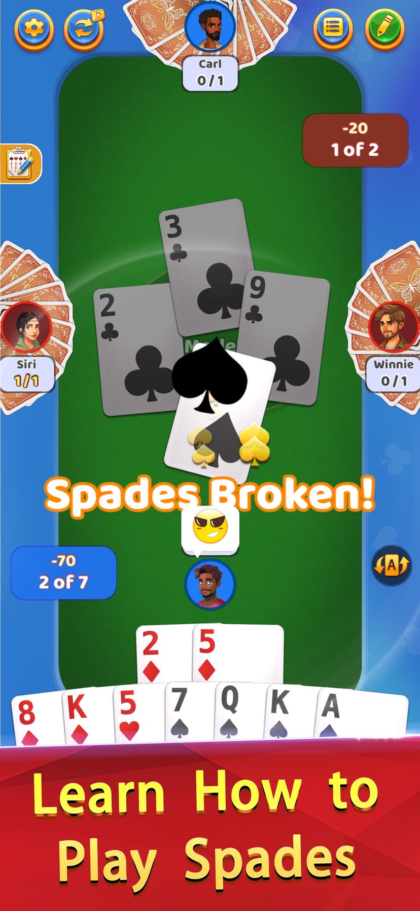 Spades Offline - Card Game * screenshot 1 - screenshot