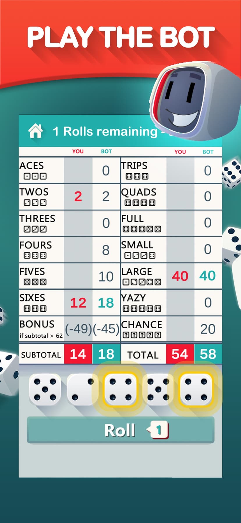 Yazy yatzy dice game screenshot 3 - screenshot
