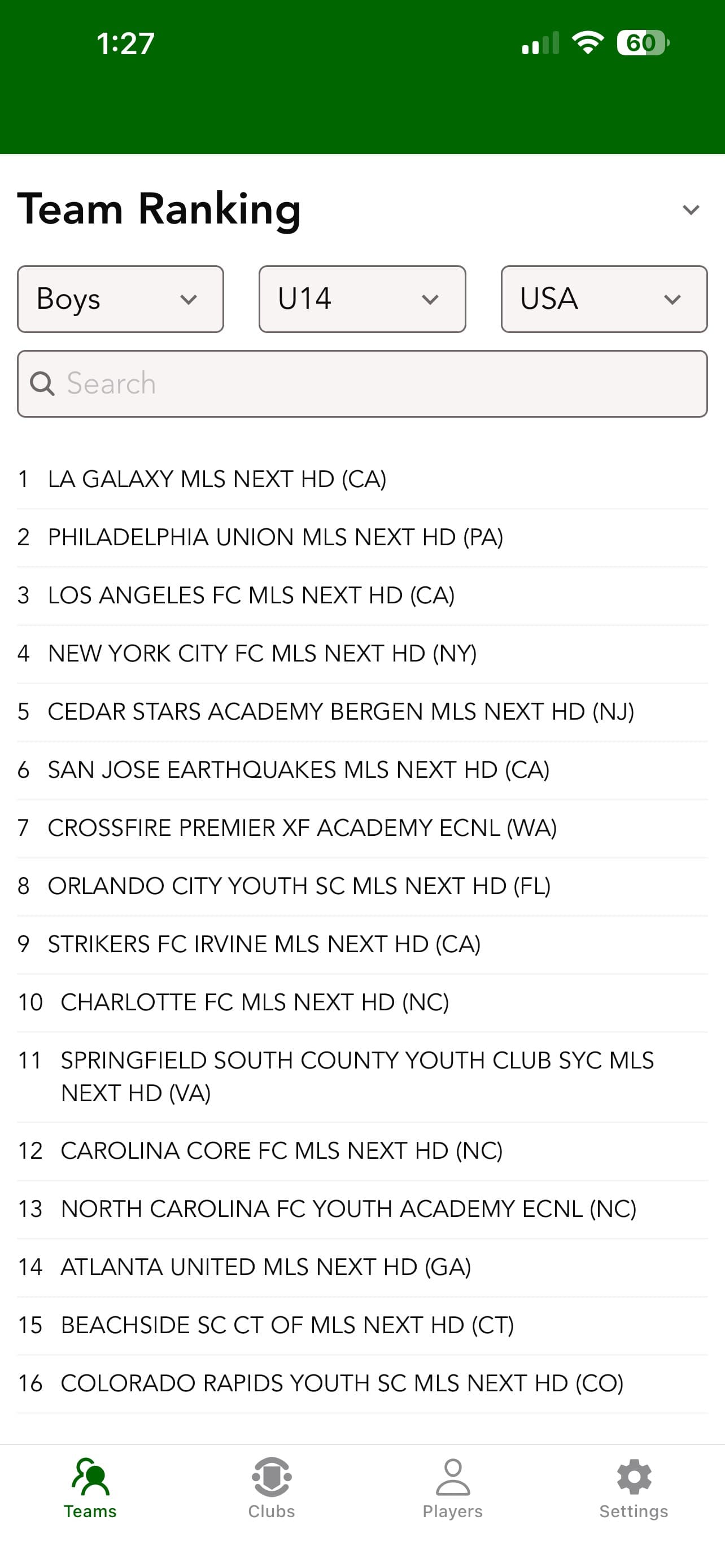 Soccer Rankings screenshot 1 - screenshot