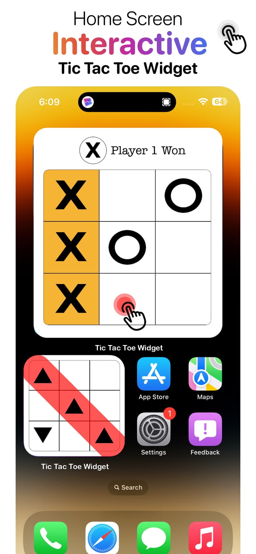 Tic Tac Toe 3-in-a-row widget screenshot 1 - screenshot