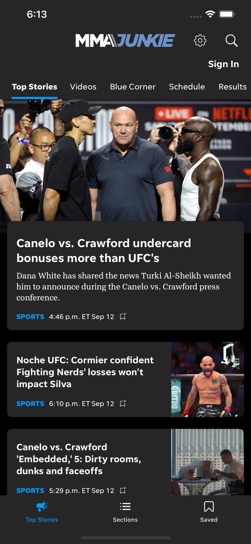 MMAjunkie screenshot 1 - screenshot