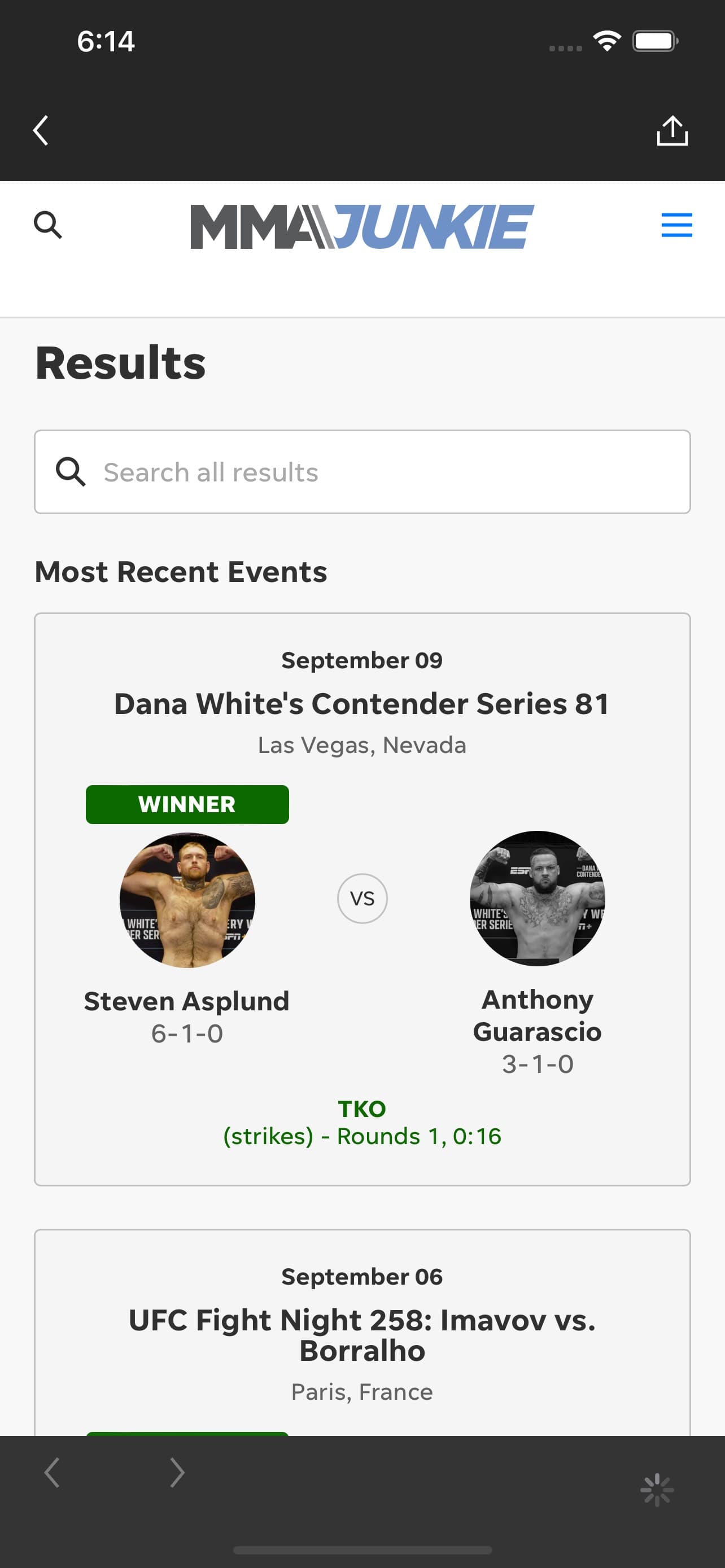 MMAjunkie screenshot 3 - screenshot