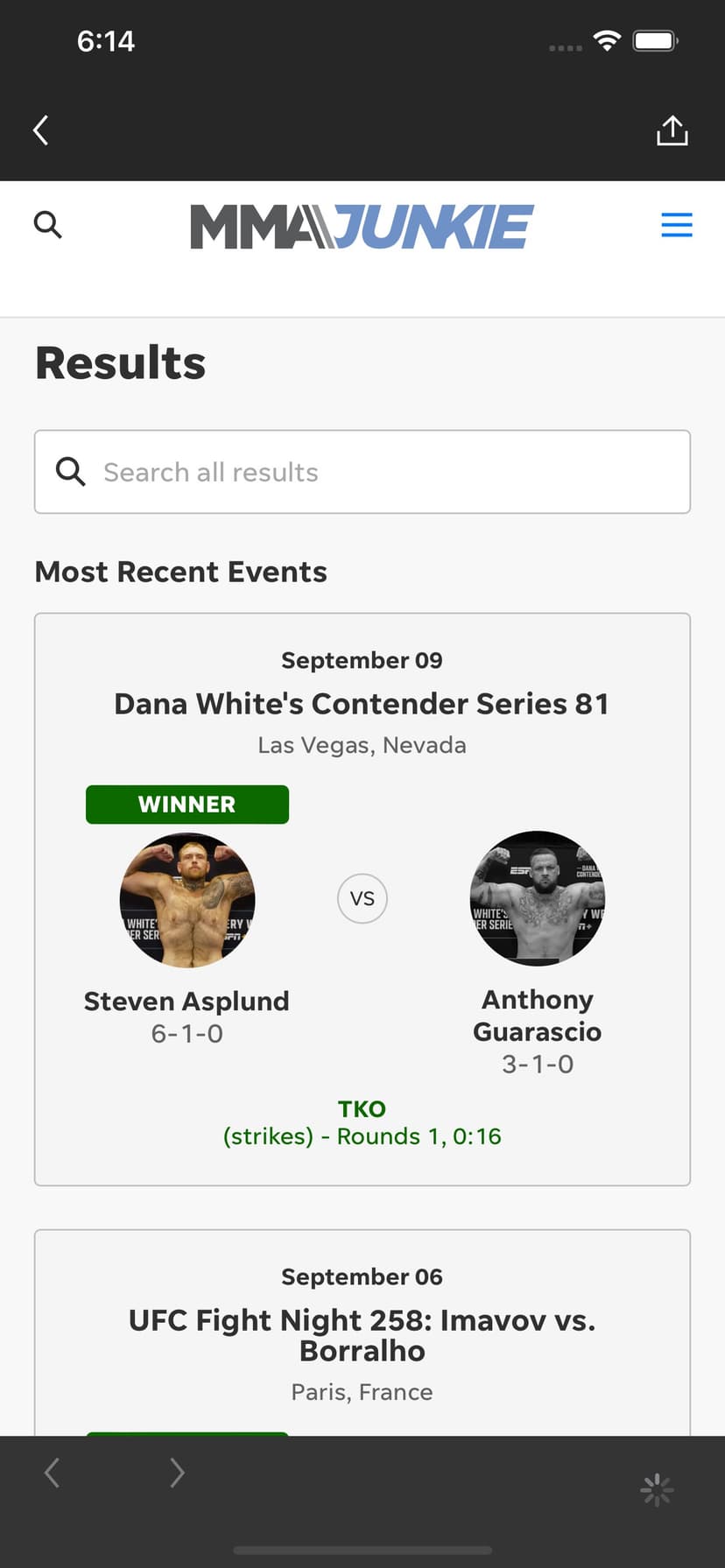 MMAjunkie screenshot 3 - screenshot