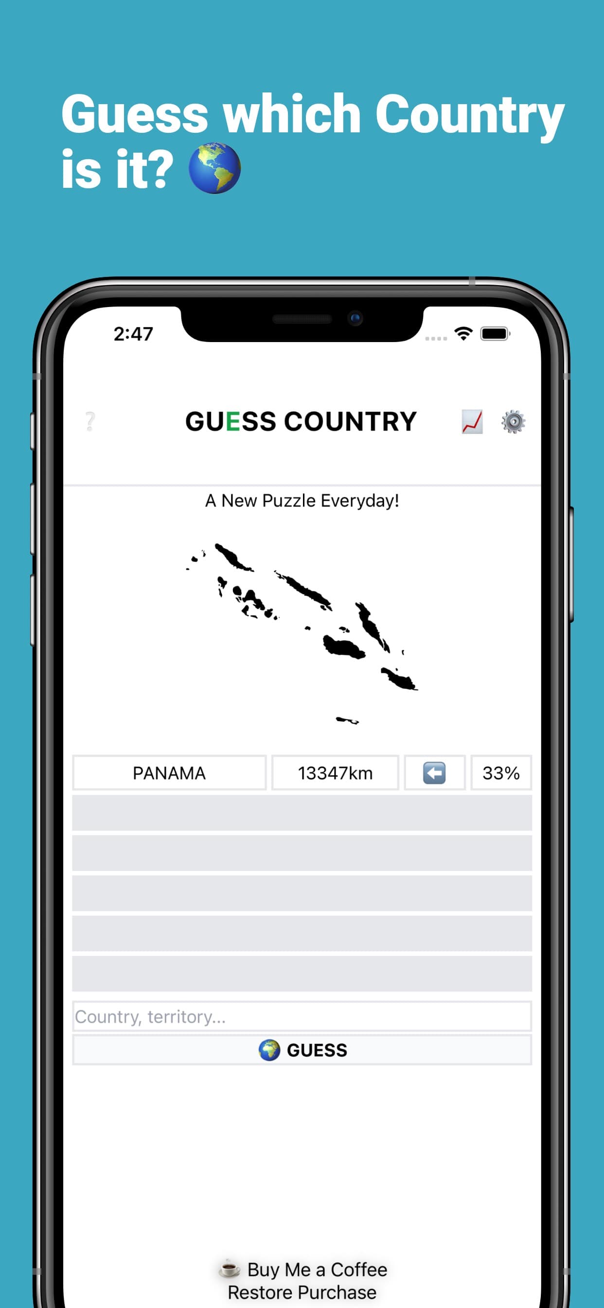 Worldle:Geography Daily Puzzle screenshot 1 - screenshot