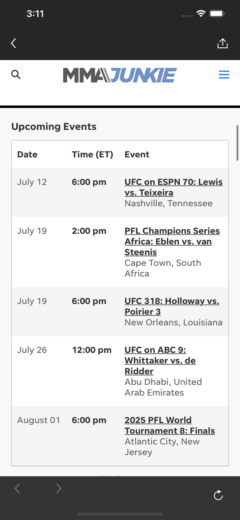 MMAjunkie screenshot 5 - screenshot