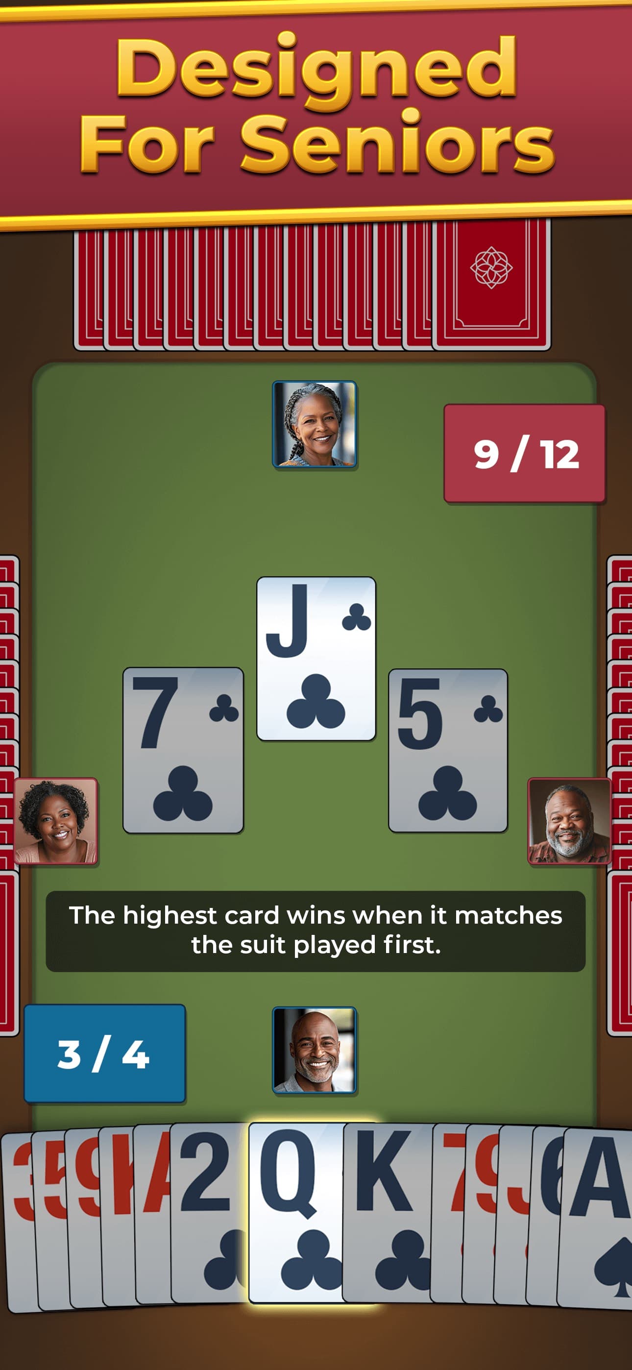 Spades For Seniors: Card Game screenshot 1 - screenshot