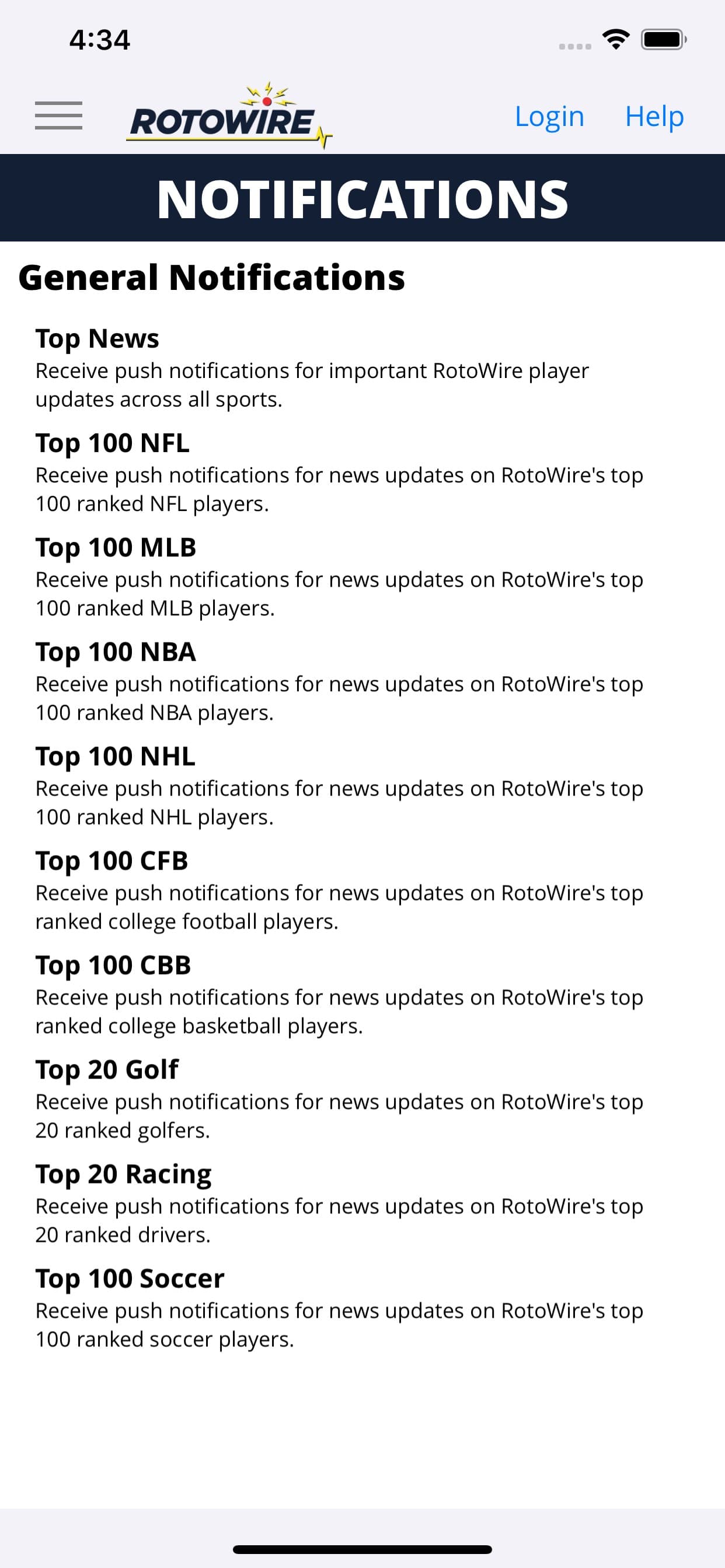 RotoWire Fantasy News Center screenshot 4 - screenshot