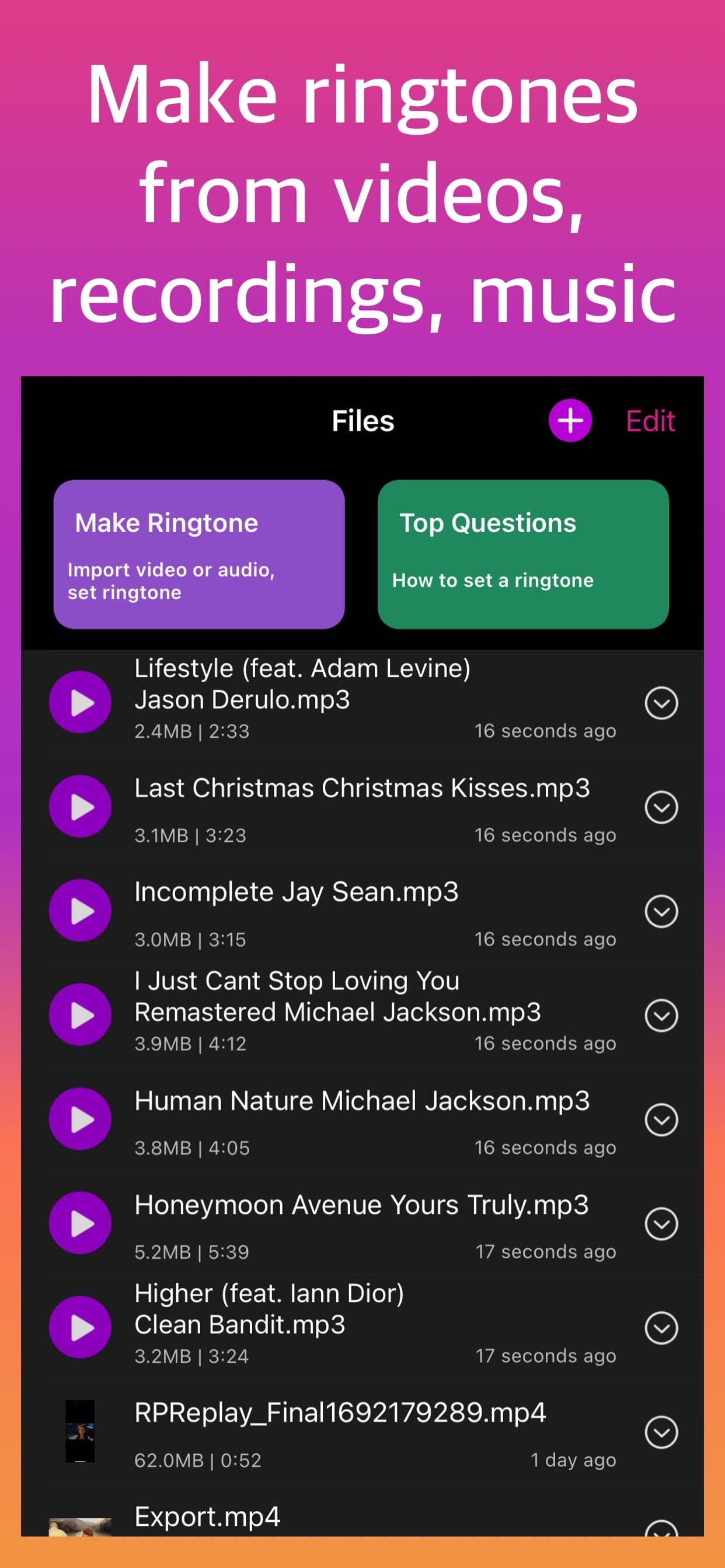 Ringtone Maker - extract audio screenshot 1 - screenshot