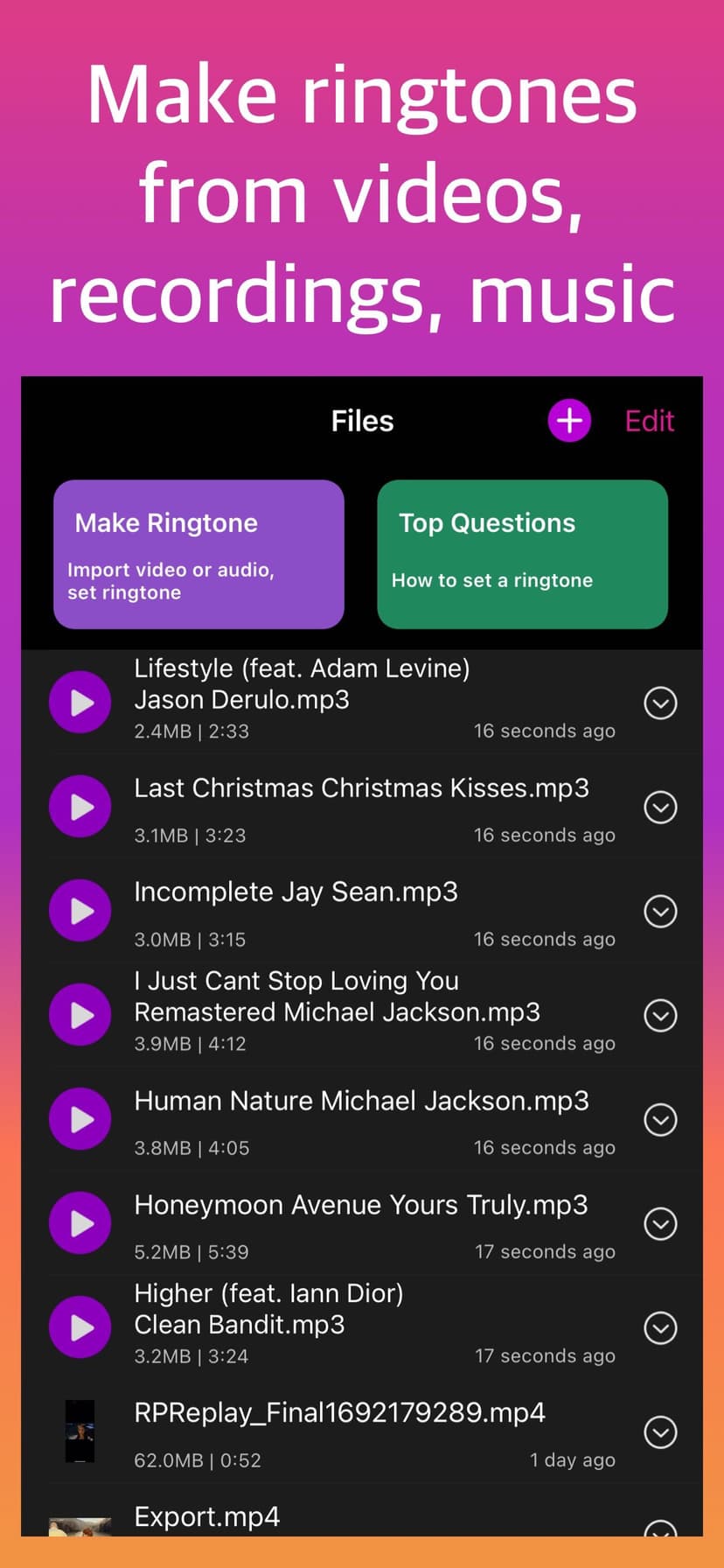 Ringtone Maker - extract audio screenshot 1 - screenshot