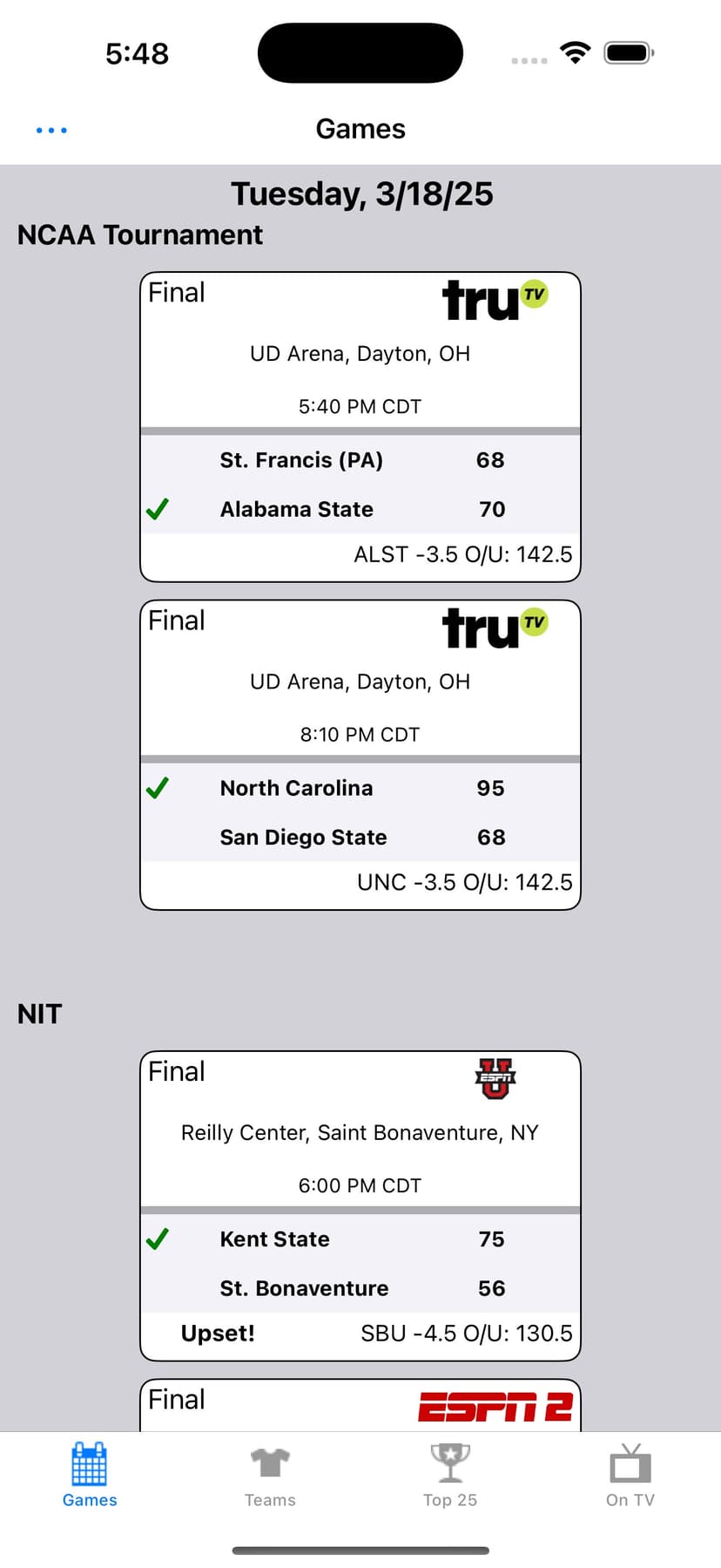 College Hoops Scores, Schedule screenshot 1 - screenshot