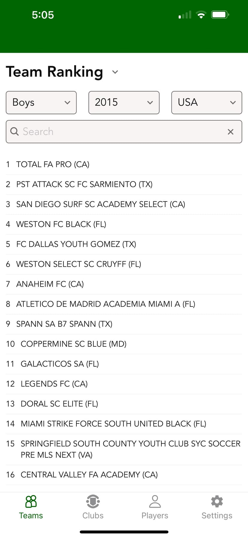 Soccer Rankings screenshot 1 - screenshot