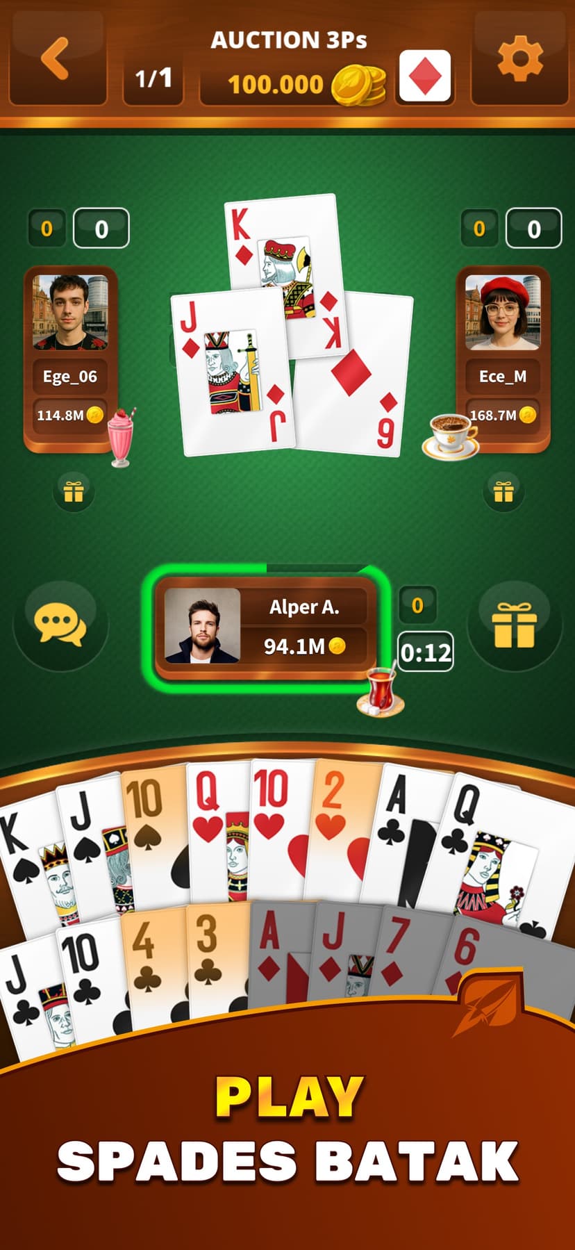 Batak Online HD - Spades screenshot 1 - screenshot
