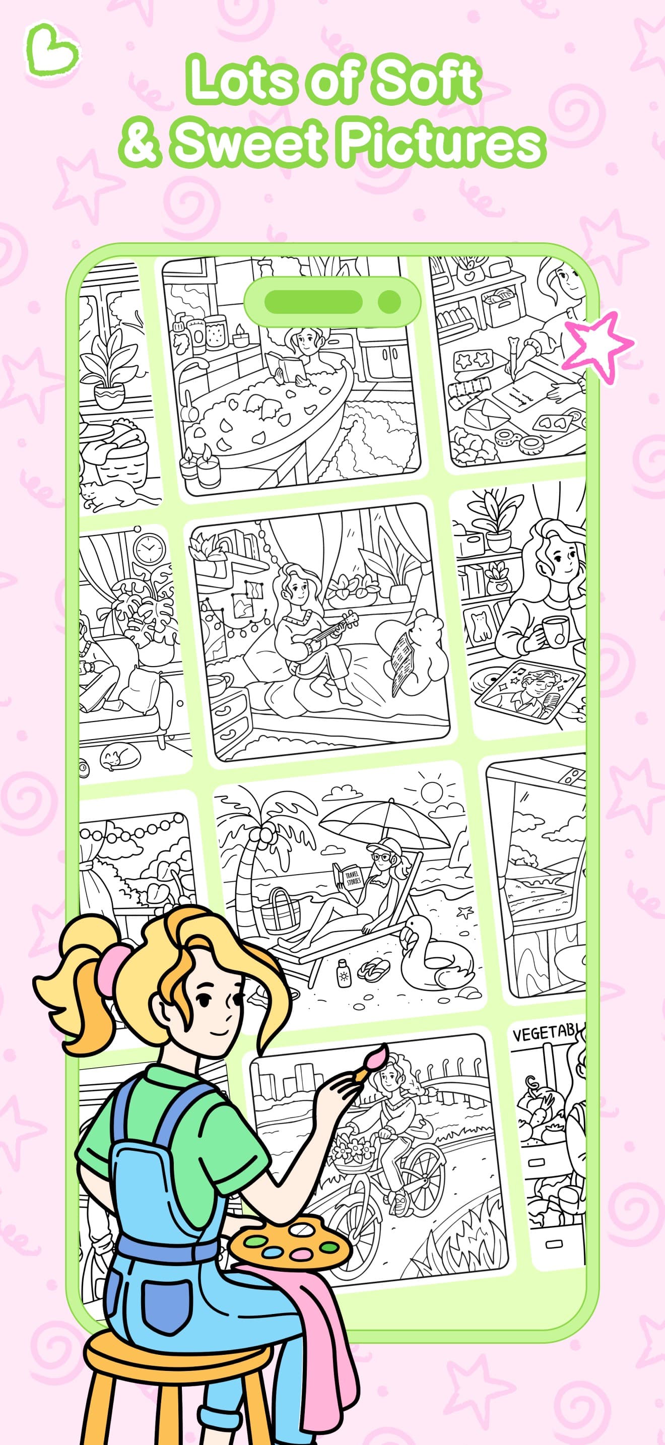 Cozy Girl Life: Coloring Book screenshot 2 - screenshot