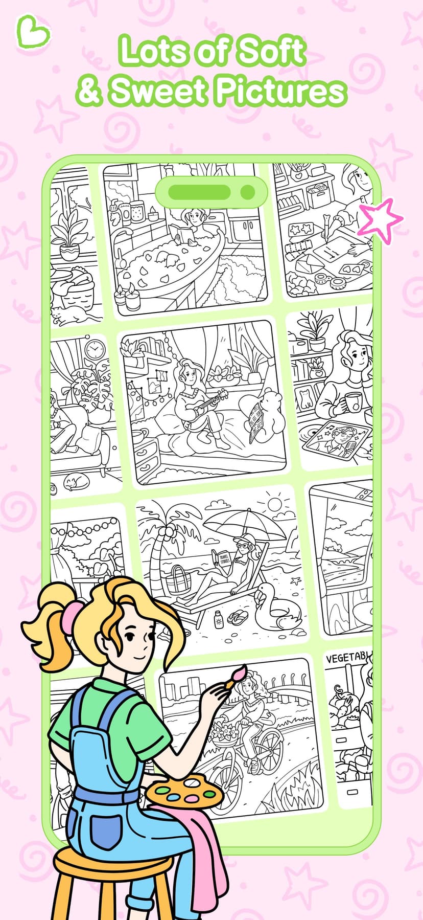 Cozy Girl Life: Coloring Book screenshot 2 - screenshot