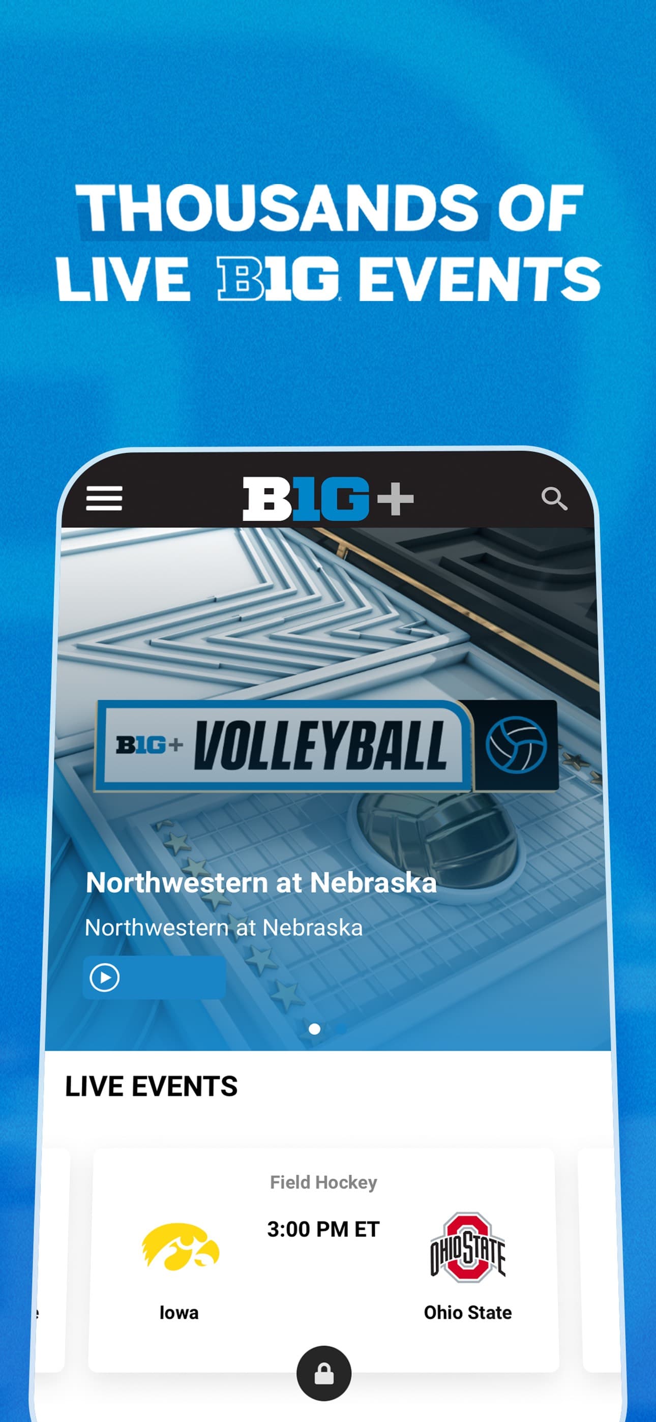 B1G+: Watch College Sports screenshot 1 - screenshot