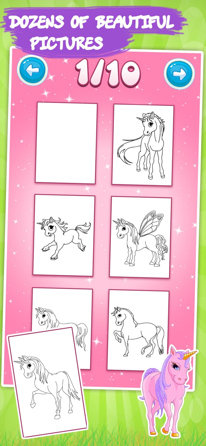 Coloring book Unicorn & Horses screenshot 3 - screenshot