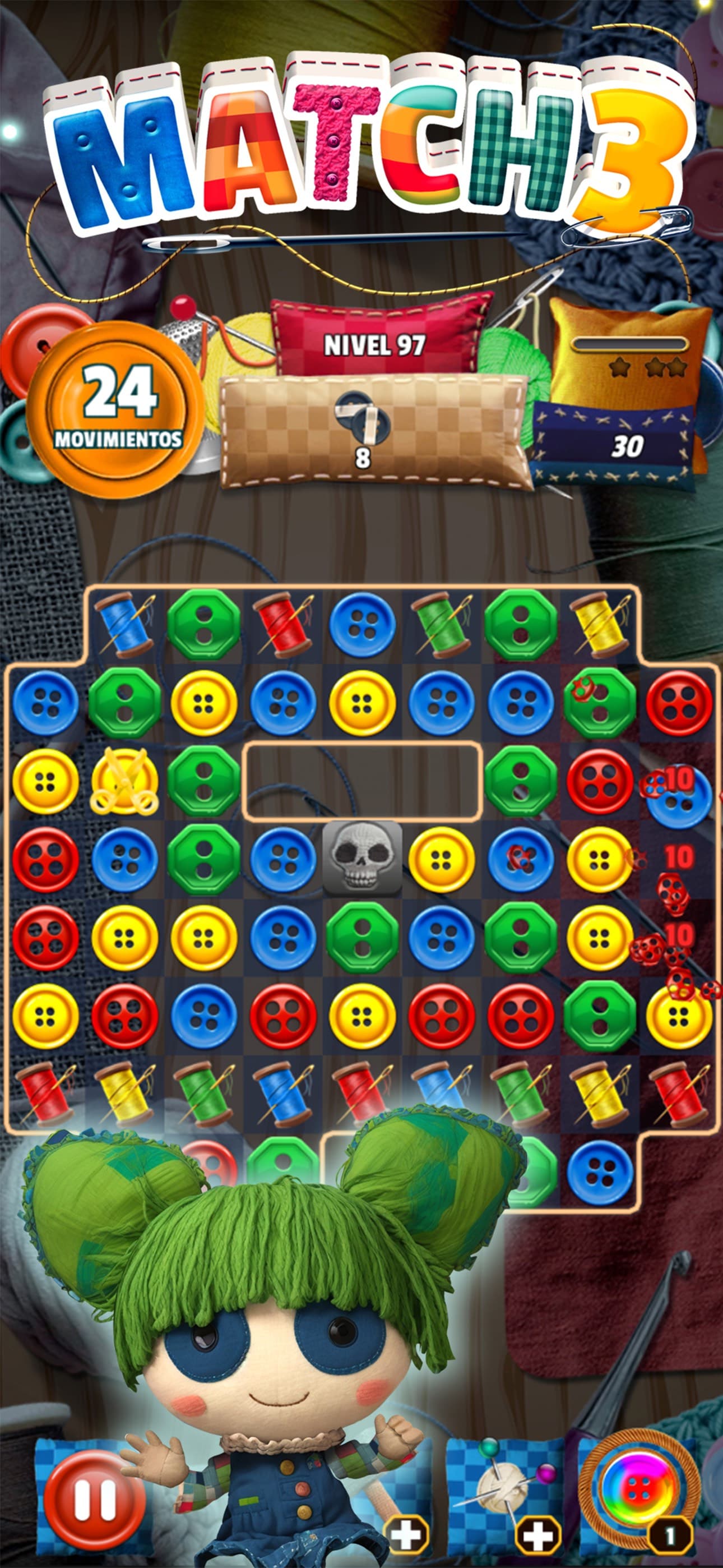 Button Eyed Rag Doll Match 3 screenshot 1 - screenshot