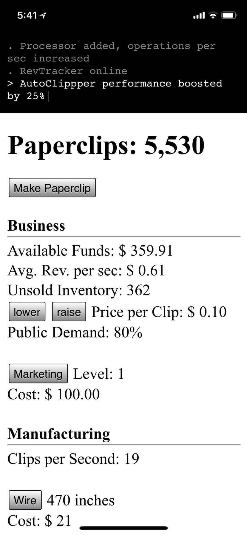 Universal Paperclips™ screenshot 1 - screenshot