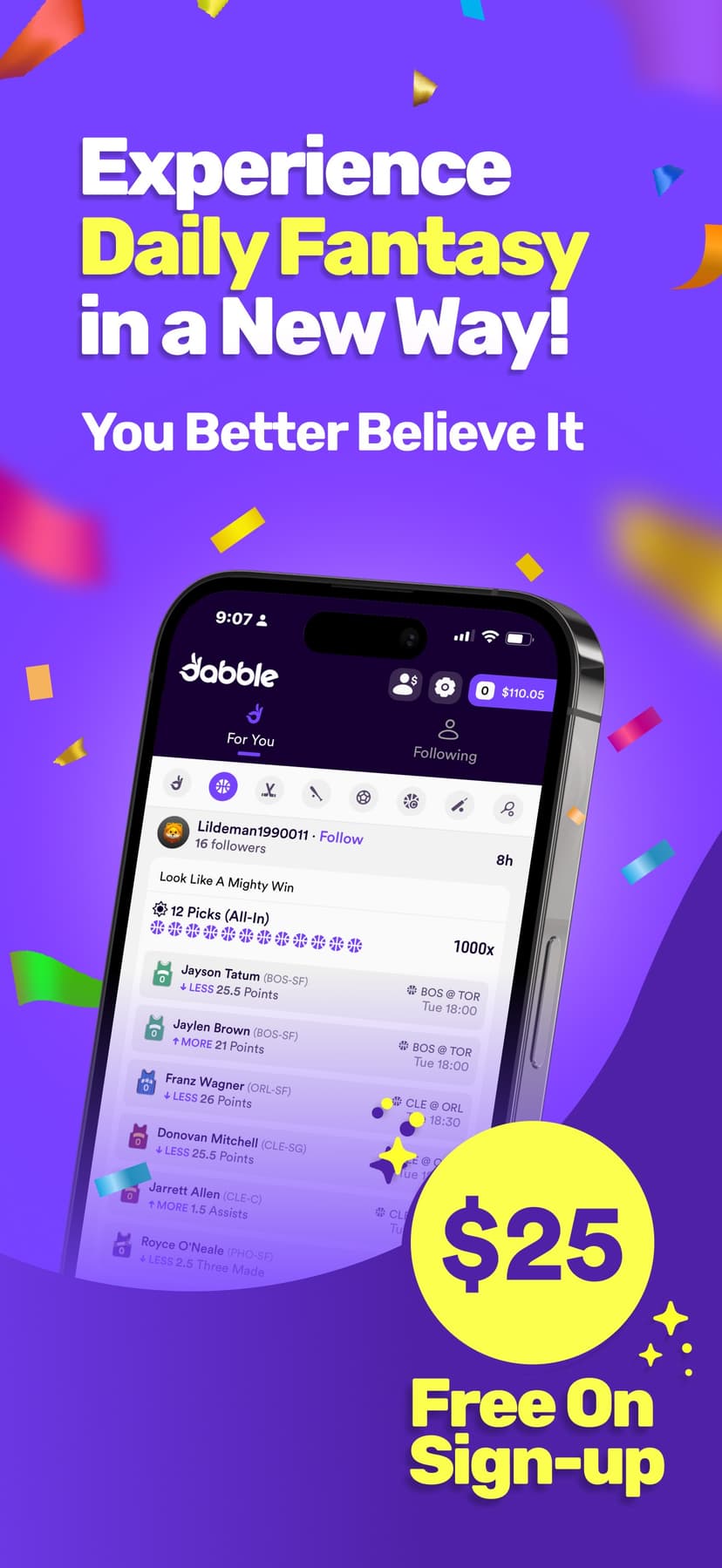 Dabble - Real Money Pick 'Em screenshot 1 - screenshot