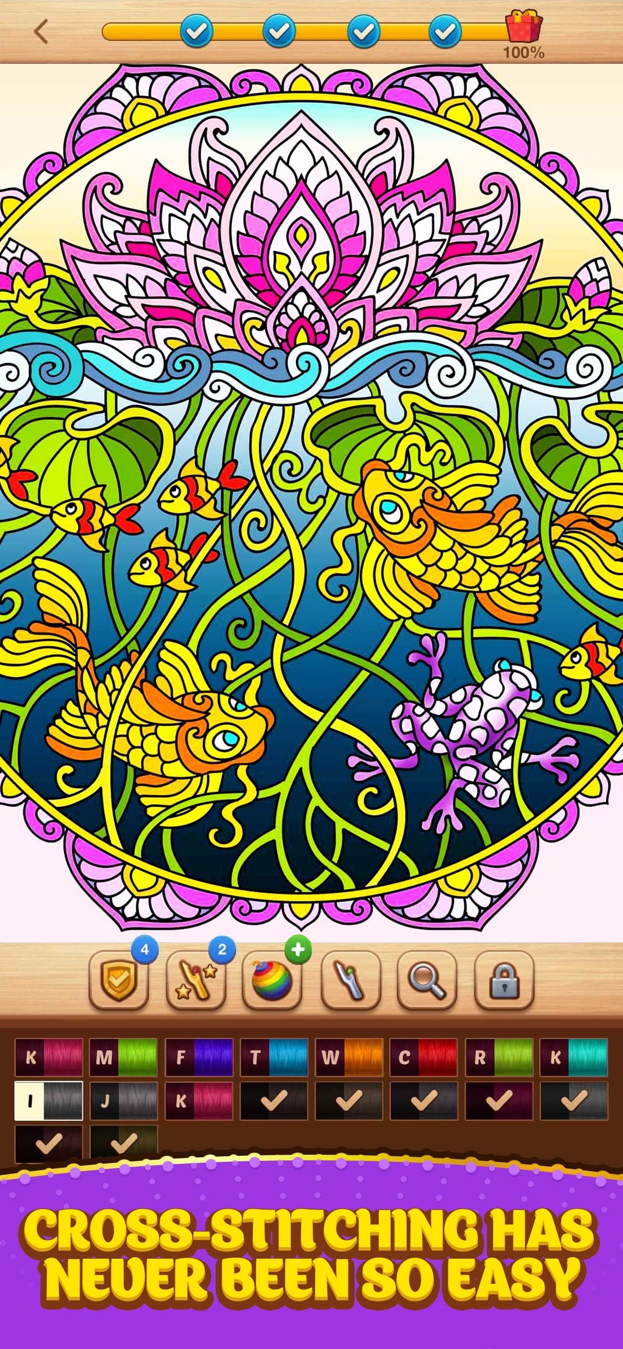 Cross Stitch Coloring Mandala screenshot 2 - screenshot