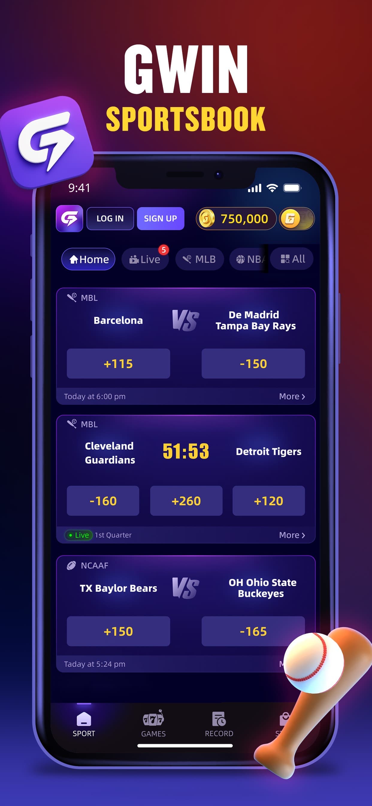 Gwin: Sportsbook For Cash &Fun screenshot 1 - screenshot