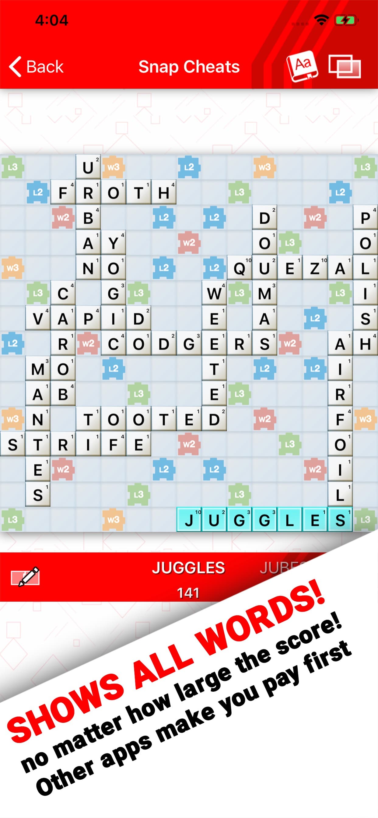 Snap Cheats for Wordfeud Cheat screenshot 2 - screenshot