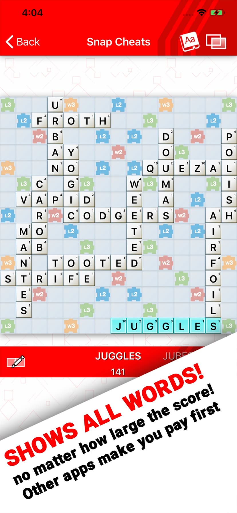 Snap Cheats for Wordfeud Cheat screenshot 2 - screenshot