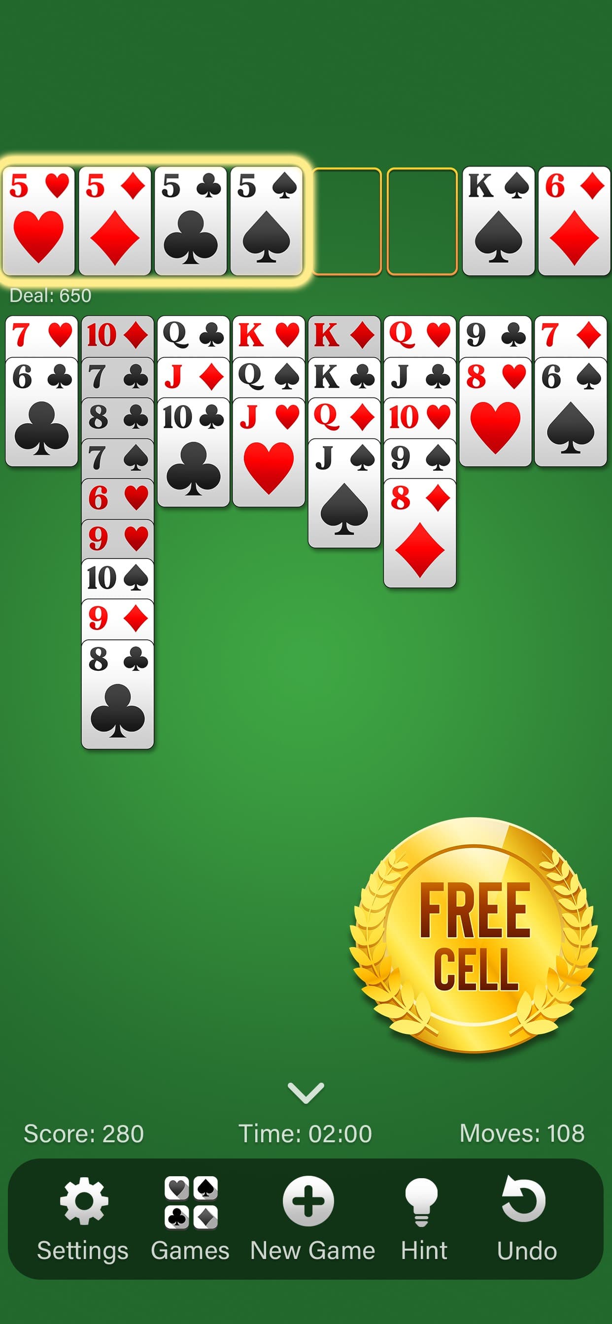 FreeCell Solitaire (Classic) screenshot 5 - screenshot