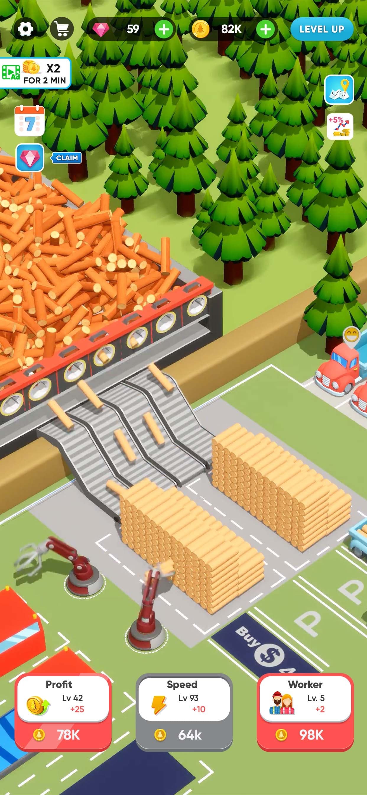 Idle Lumber Mill - Wood Game screenshot 2 - screenshot