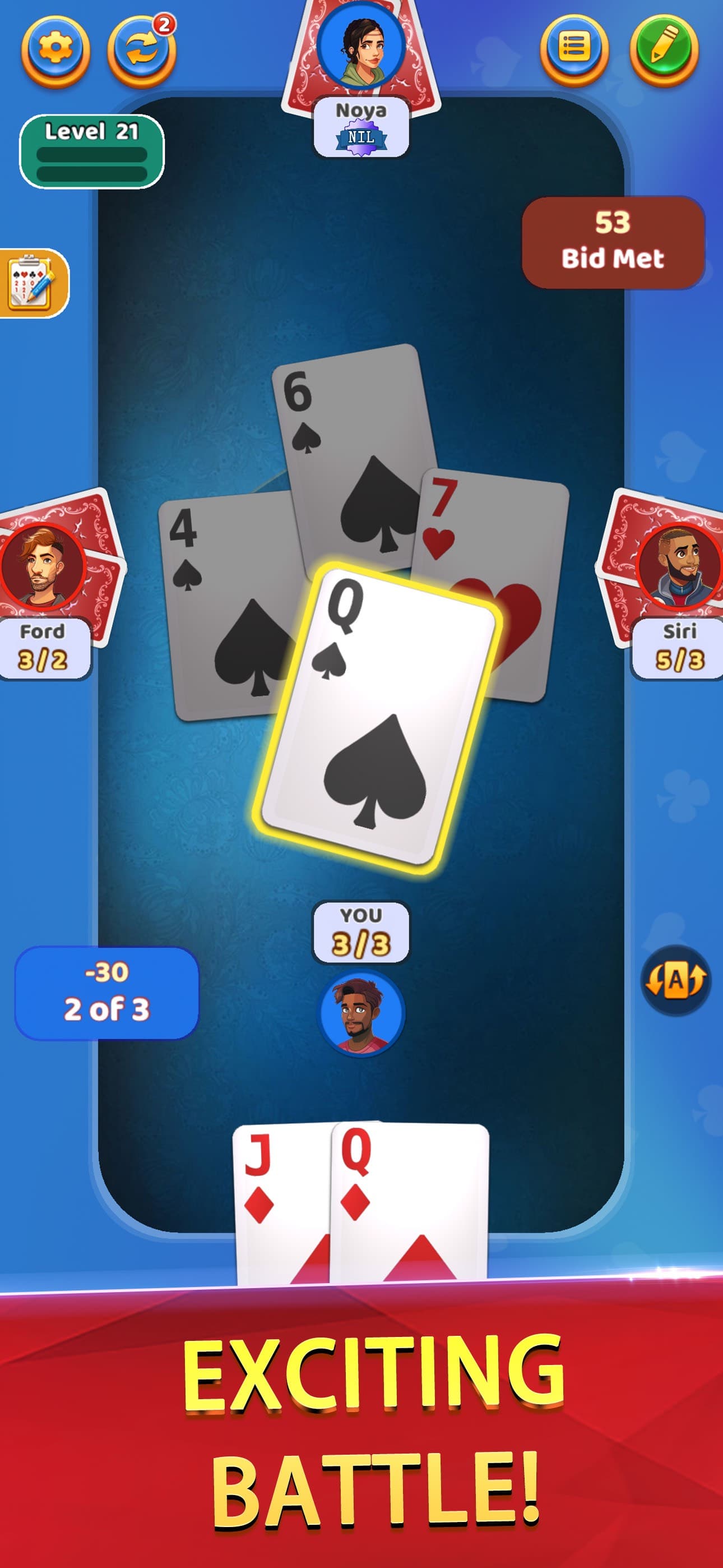 Spades Offline - Card Game * screenshot 3 - screenshot