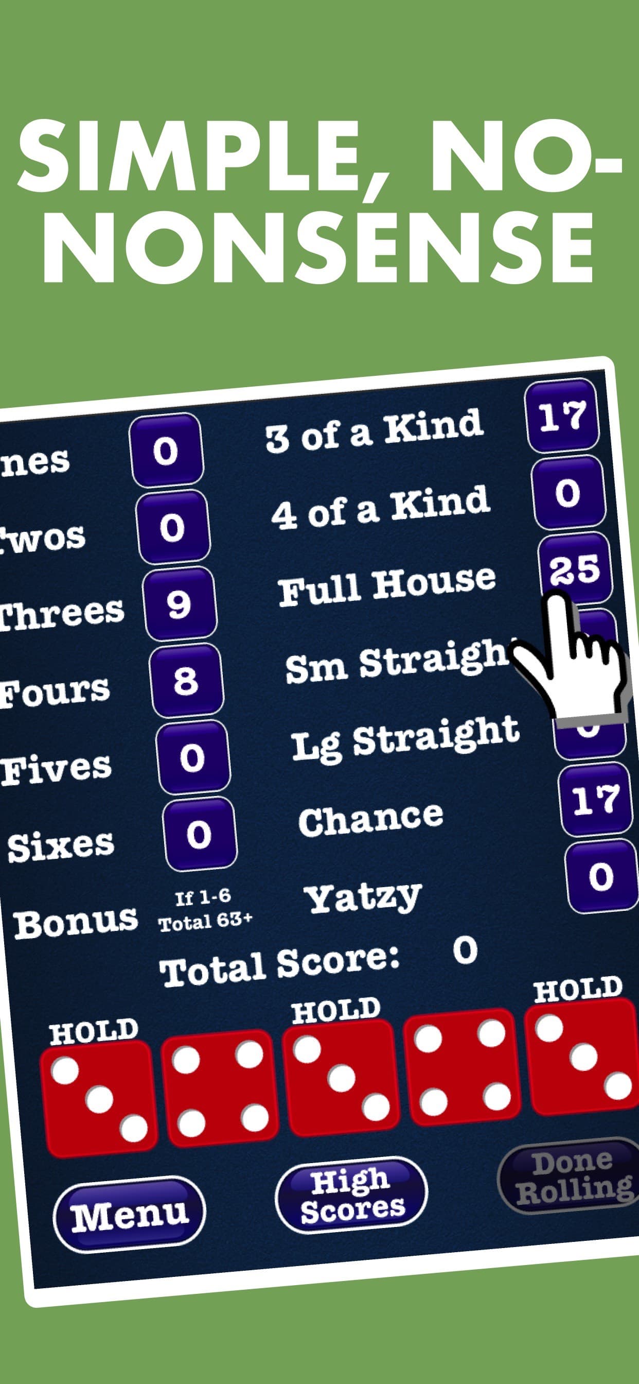 Stress Free Yatzy Dice Game screenshot 1 - screenshot