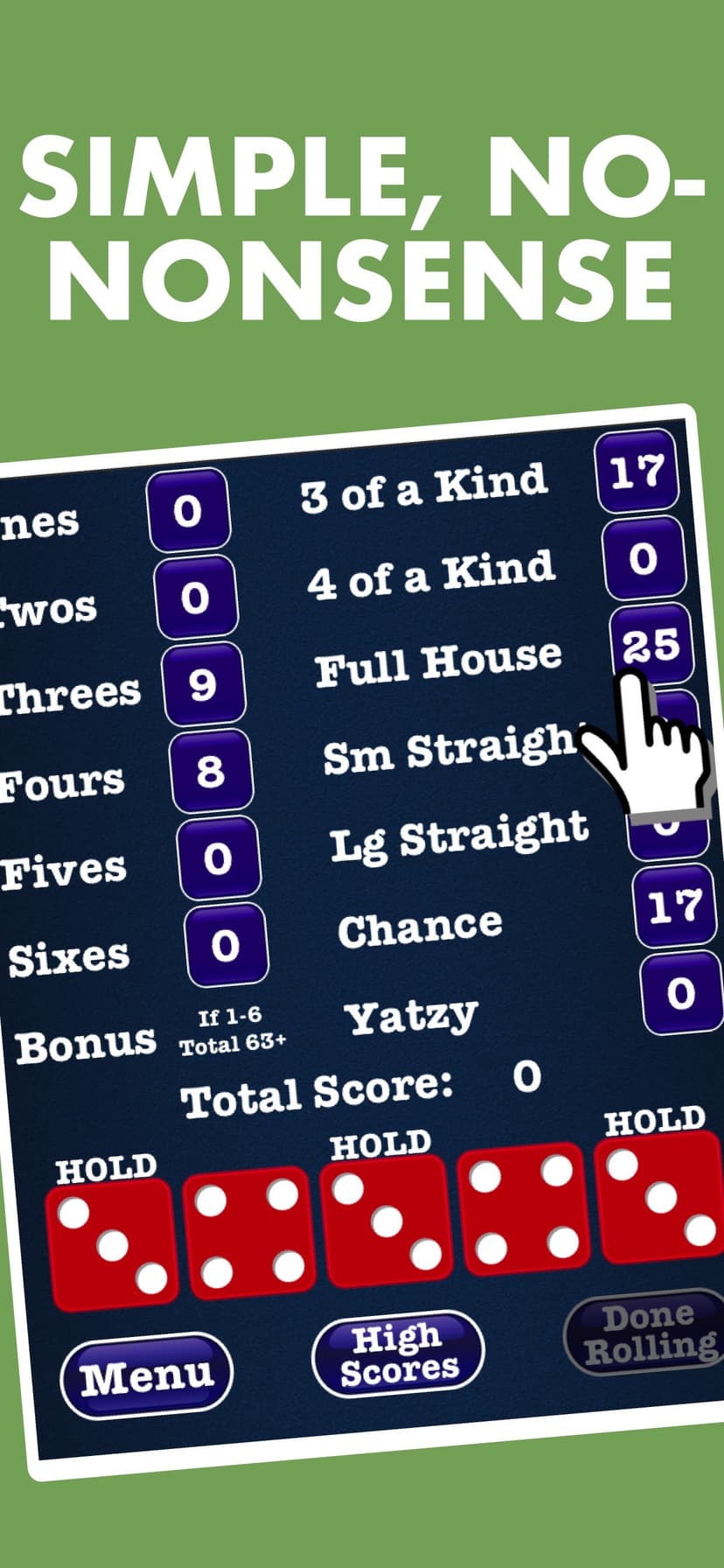 Stress Free Yatzy Dice Game screenshot 1 - screenshot