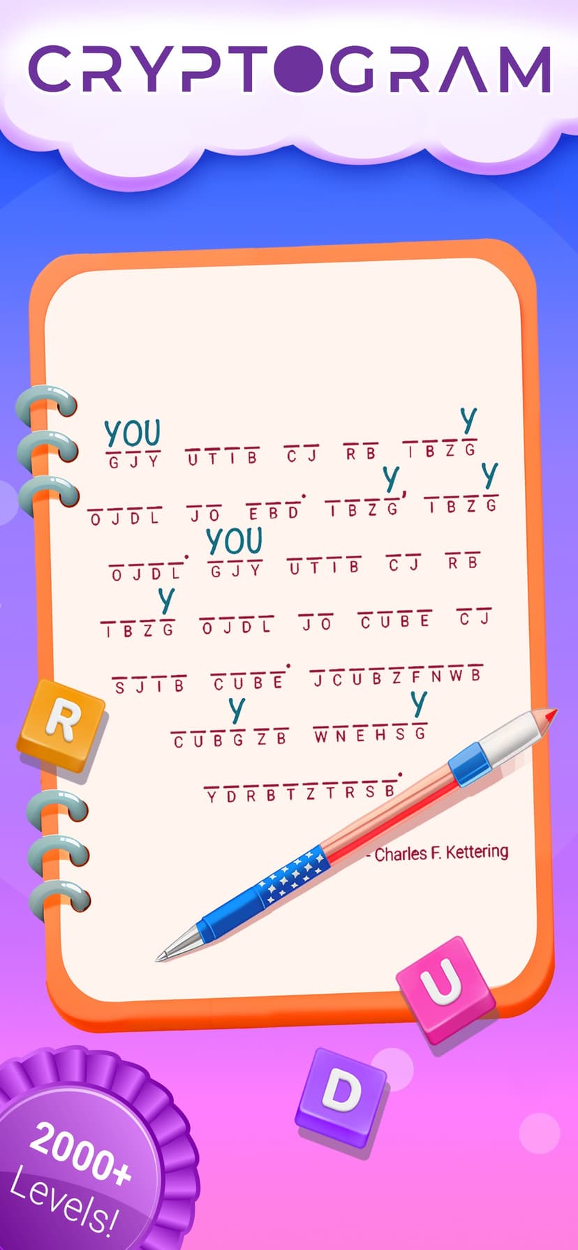 Cryptogram: Word Brain Puzzle screenshot 1 - screenshot