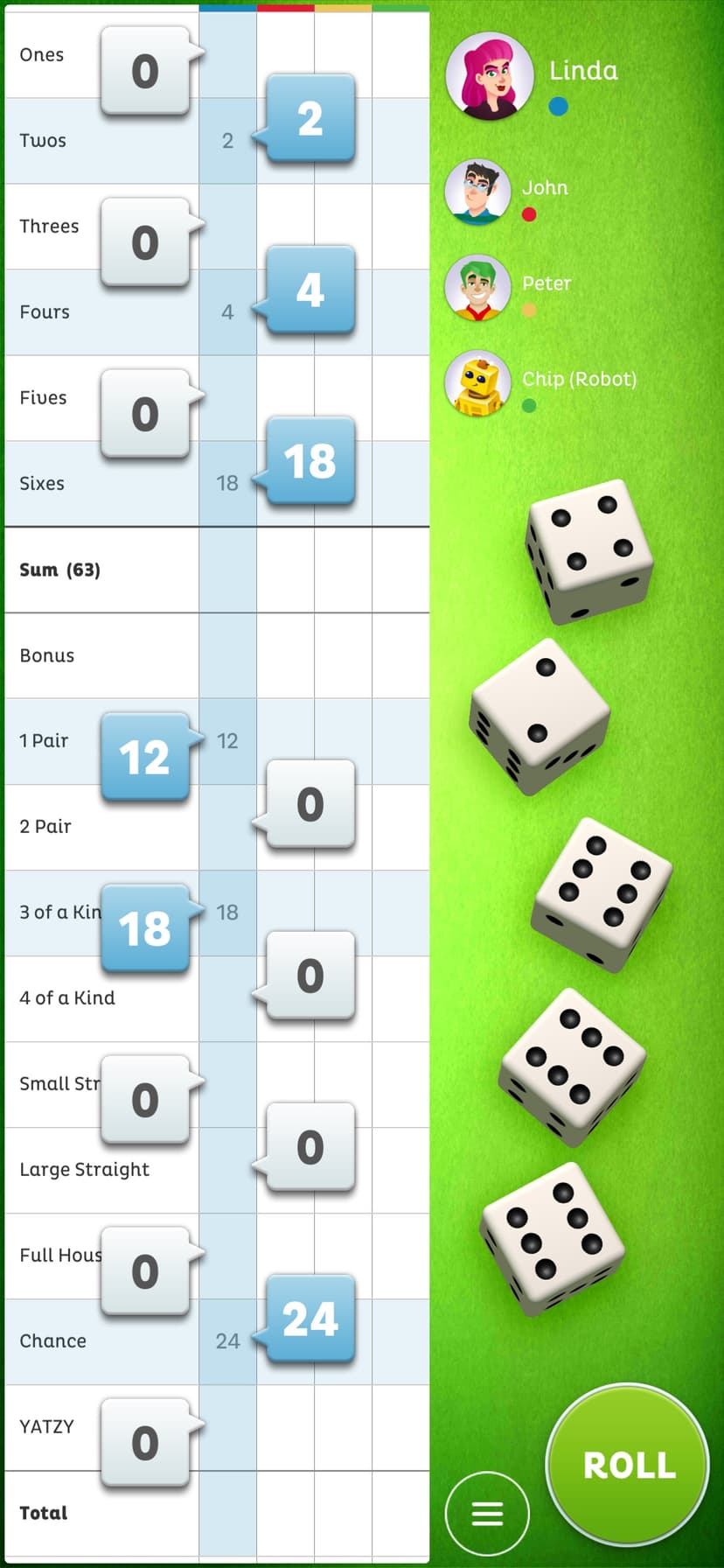 Yatzy screenshot 2 - screenshot