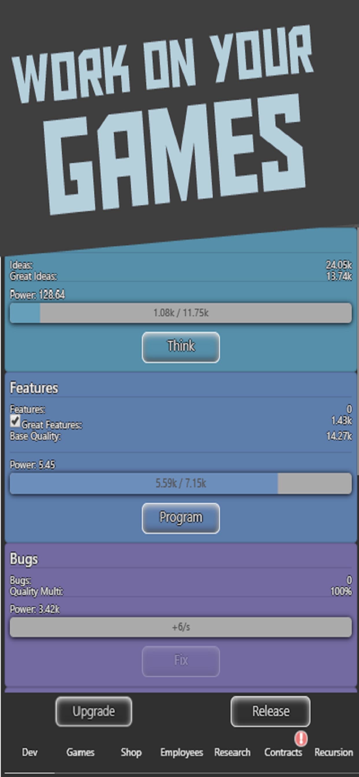 Idle Idle GameDev screenshot 1 - screenshot
