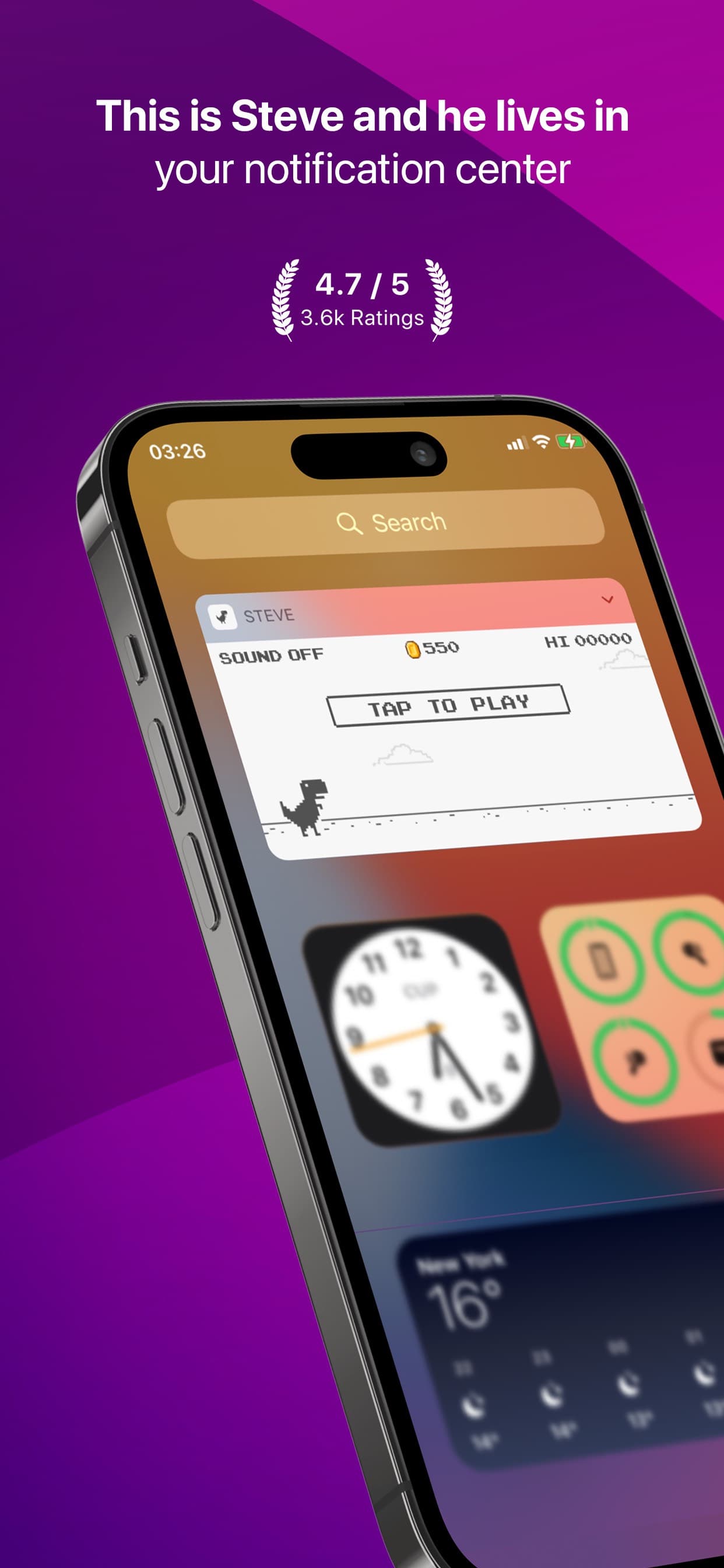 Steve | Widget Dinosaur Game screenshot 1 - screenshot