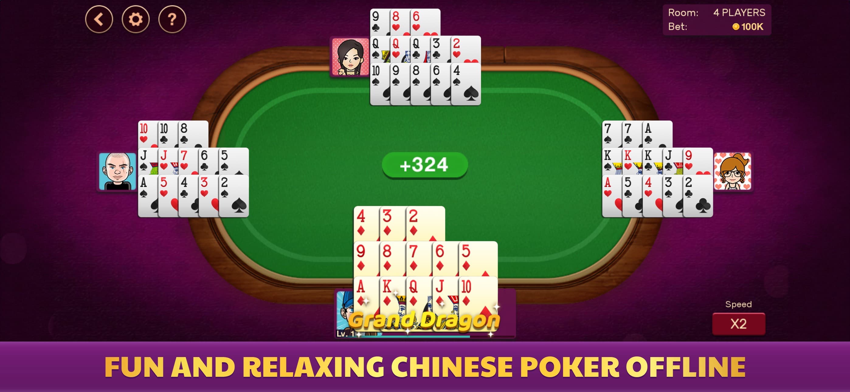 Chinese Poker - Pusoy Offline screenshot 1 - screenshot