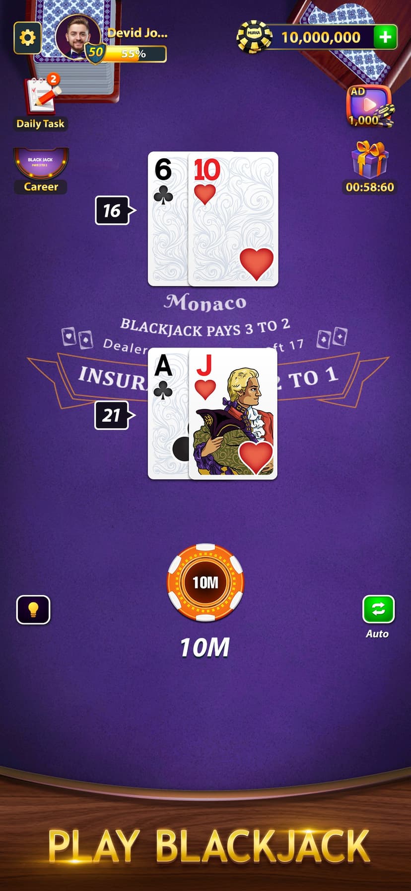 BlackJack by Murka: 21 Classic screenshot 2 - screenshot