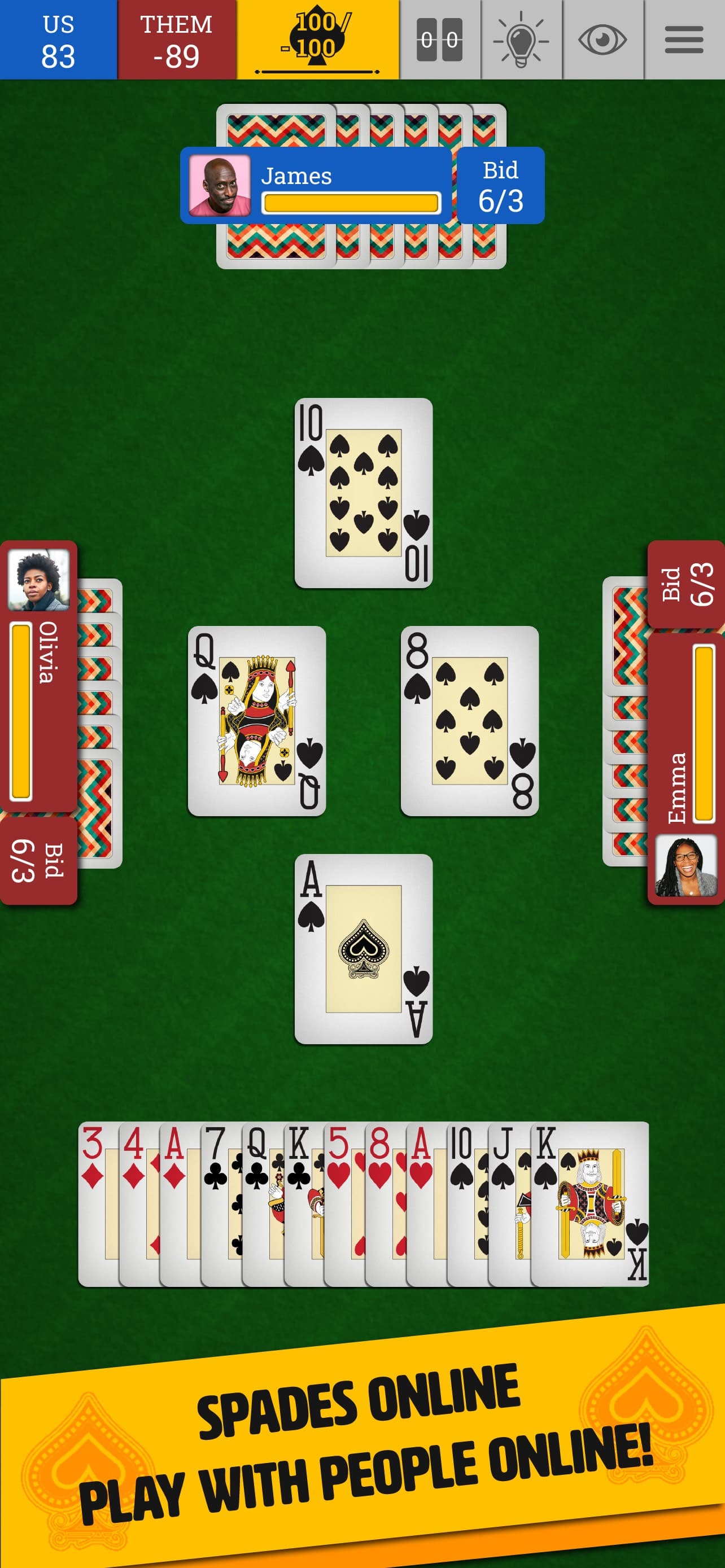 Spades Trickster Game Jogatina screenshot 1 - screenshot