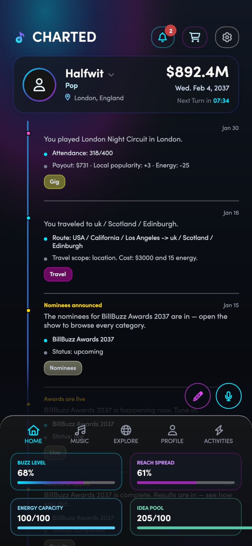 Music Star Life Sim – Charted screenshot 4 - screenshot